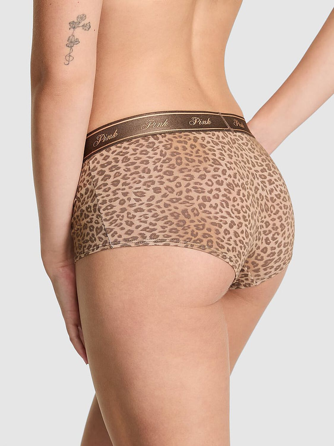 pink Pink Logo Cotton Boyshort Panty Birch Brown Leopard Print 2 of 4 