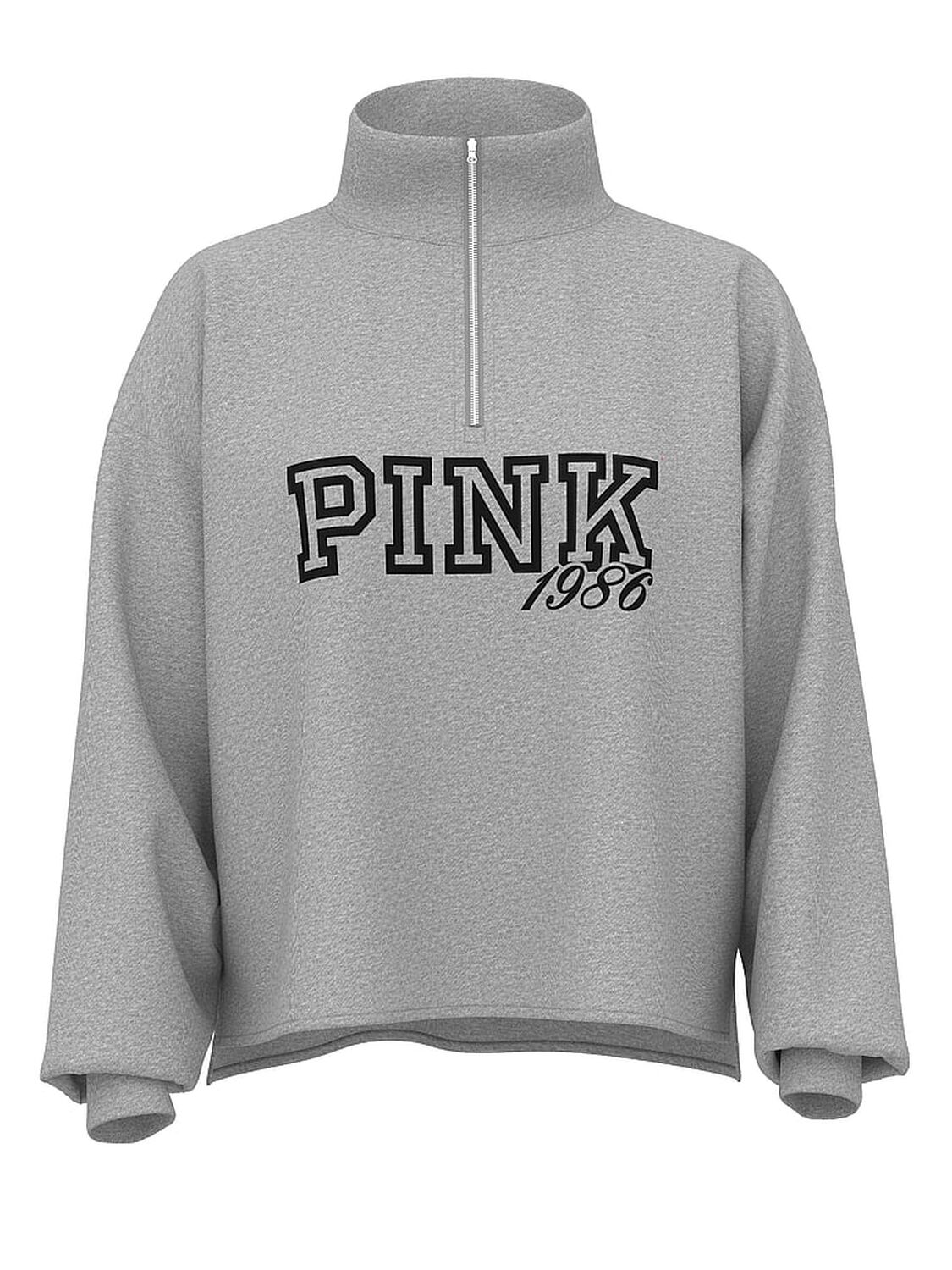 pink Pink Campus Fleece&trade; Quarter-Zip Straight-Cut Sweatshirt Medium Heather Grey Spring 3 of 3 
