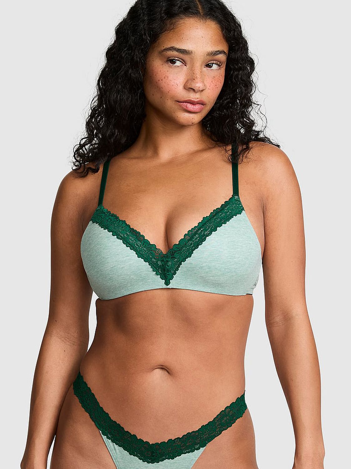 vs Pink Wear Everywhere&trade; Lightly Lined Wireless Bra Heather Soft Sage 1 of 4 