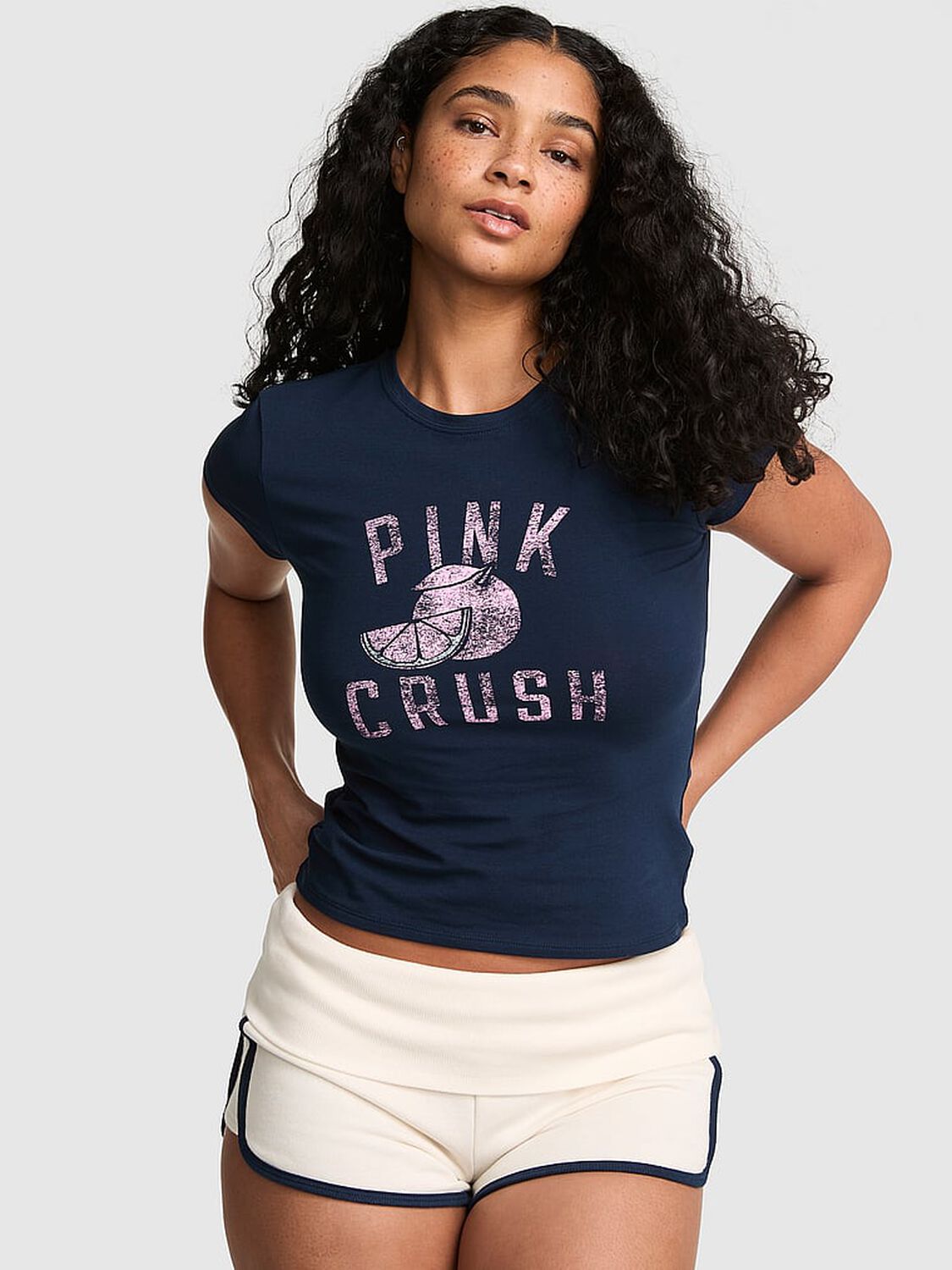 pink Pink Cotton Baby Tee Noir Navy 1 of 3 