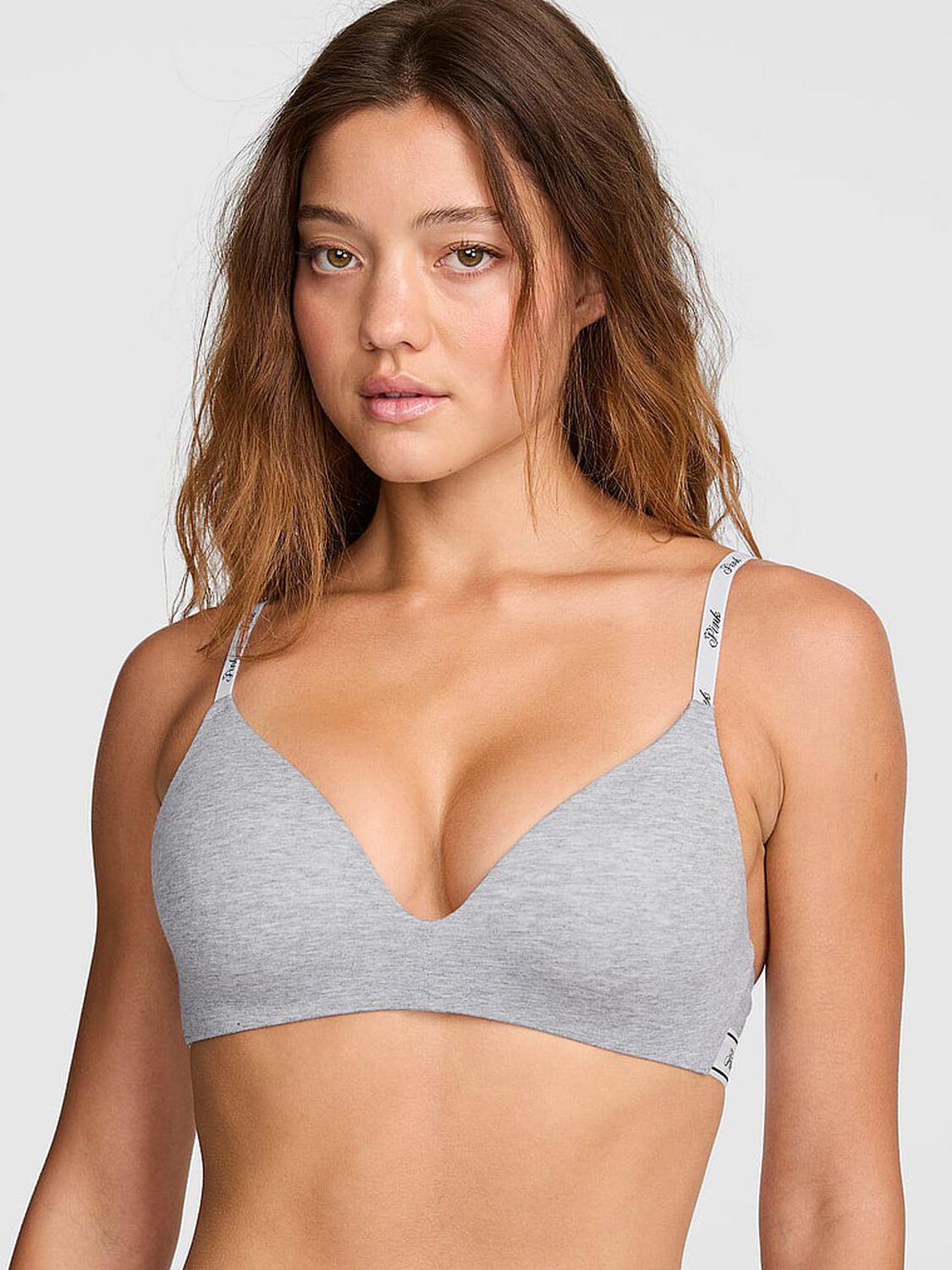 pink Pink Wear Everywhere Wear Everywhere&trade; Lightly Lined Wireless Bra Heather Grey 1 of 2 
