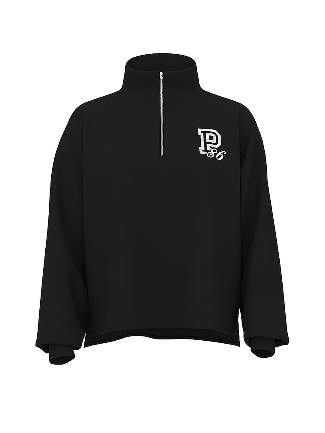 pink Pink Campus Fleece&trade; Quarter-Zip Straight-Cut Sweatshirt Logo Pure Black 3 of 3 