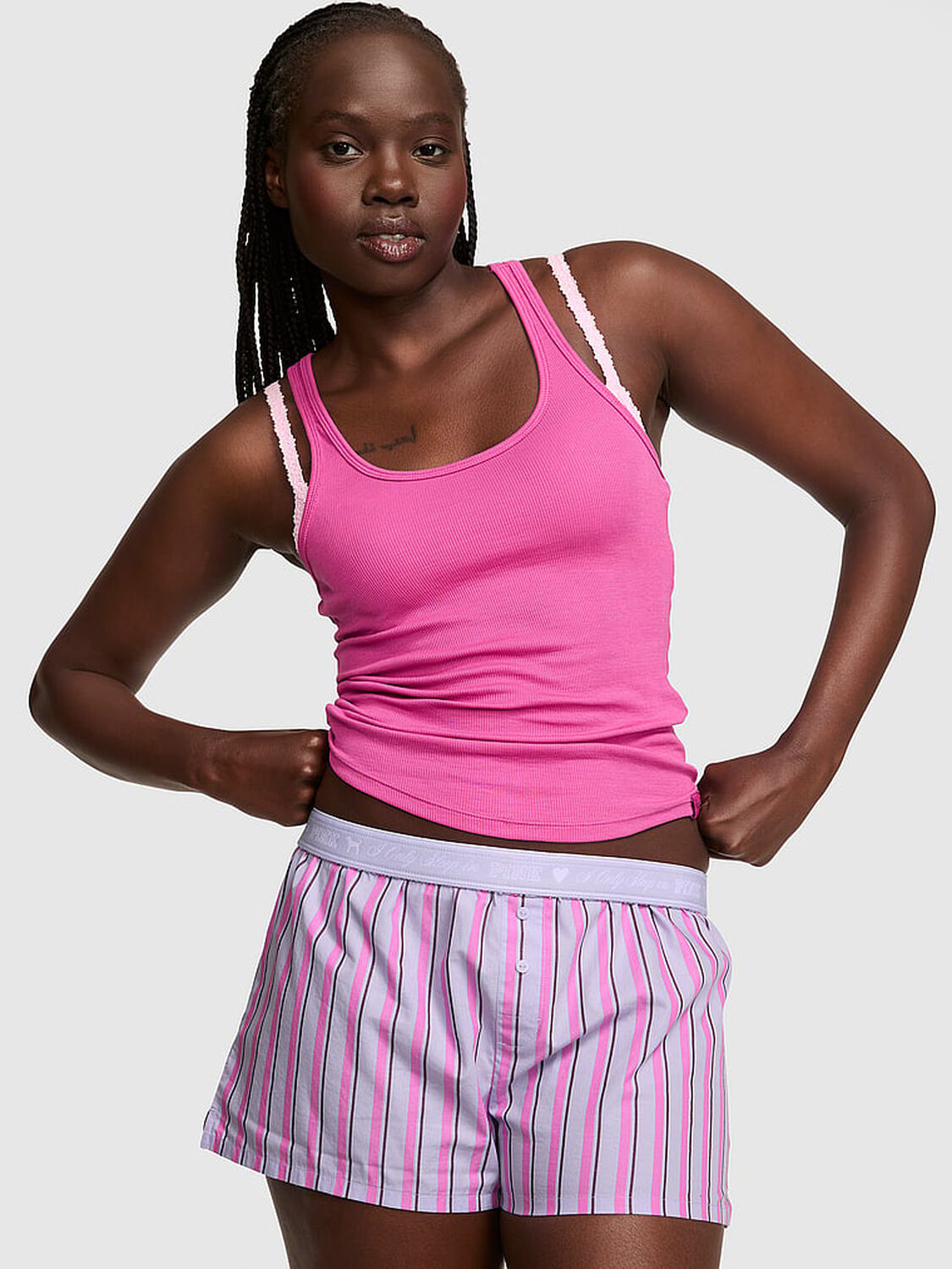vs Pink Cotton Boxy Pajama Shorts 1 of 3 