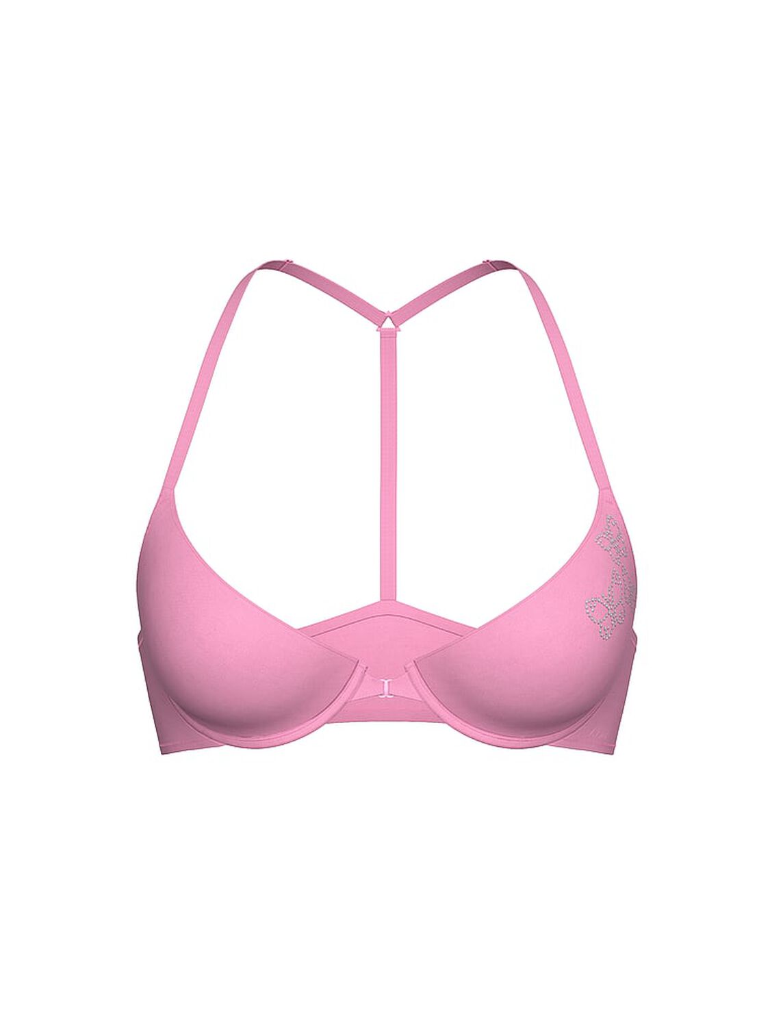 pink Pink Wear Everywhere Wear Everywhere Front-Close Lightly Lined Full Coverage T-Shirt Bra Pink Lollipop Butterfly Bling 3 of 3 