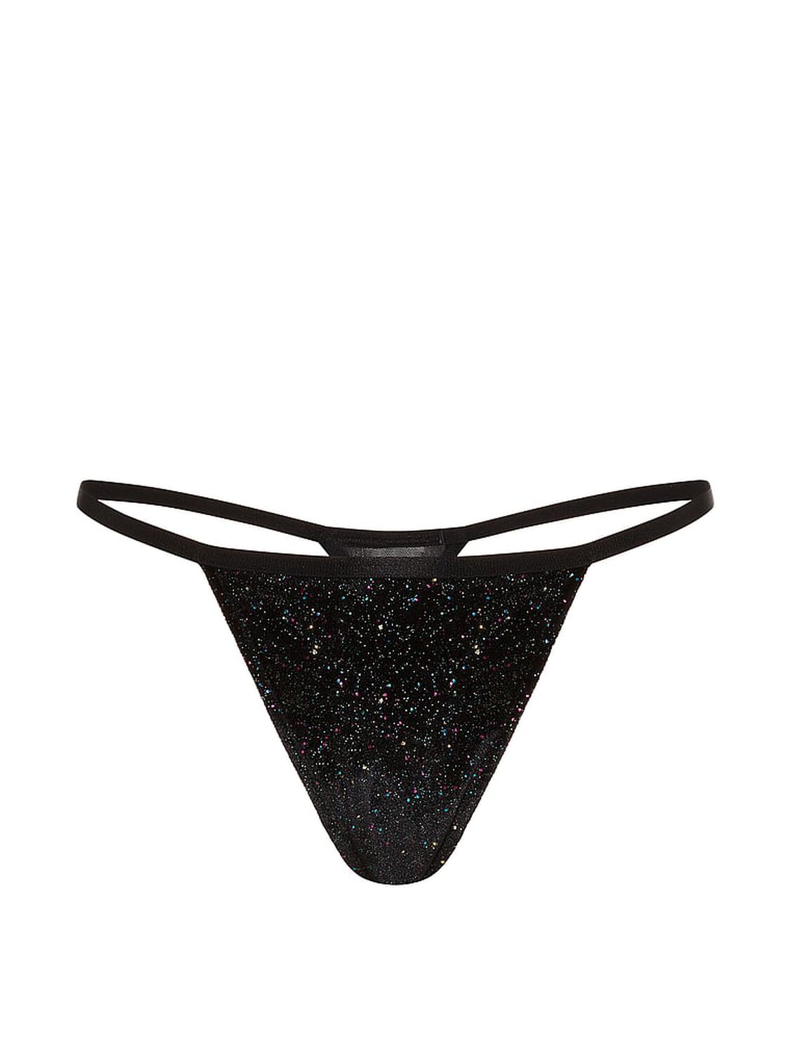 vs Pink Plush Touch High-Leg Thong Panty Black Confetti 3 of 3 