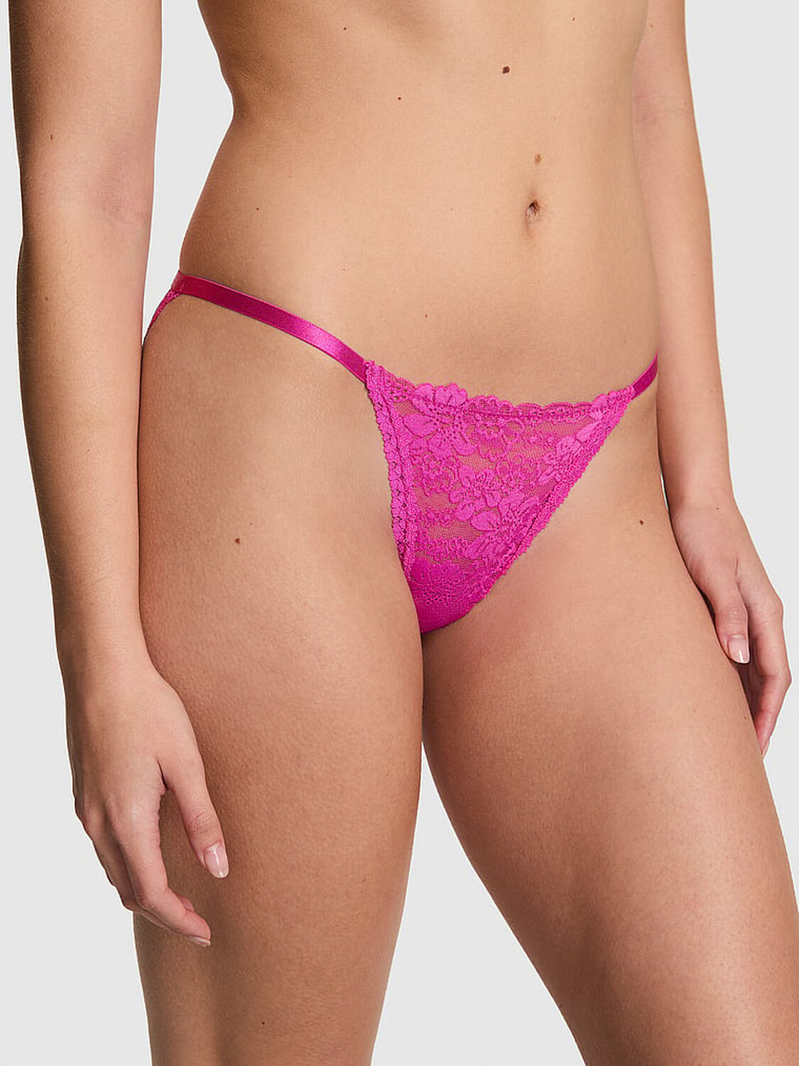 pink Pink Lace String Bikini Panty Pink Fire 1 of 2 