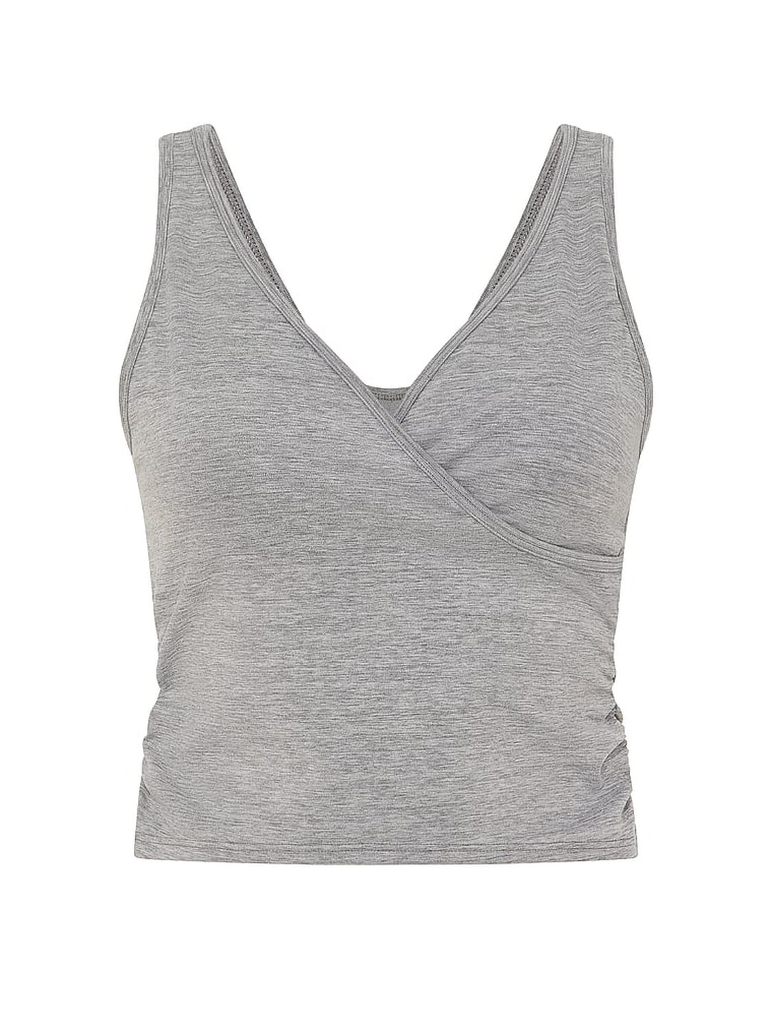 pink Pink PINK Relay&trade; Ruched Wrap Bra Tank Night Owl Grey Marl 3 of 3 
