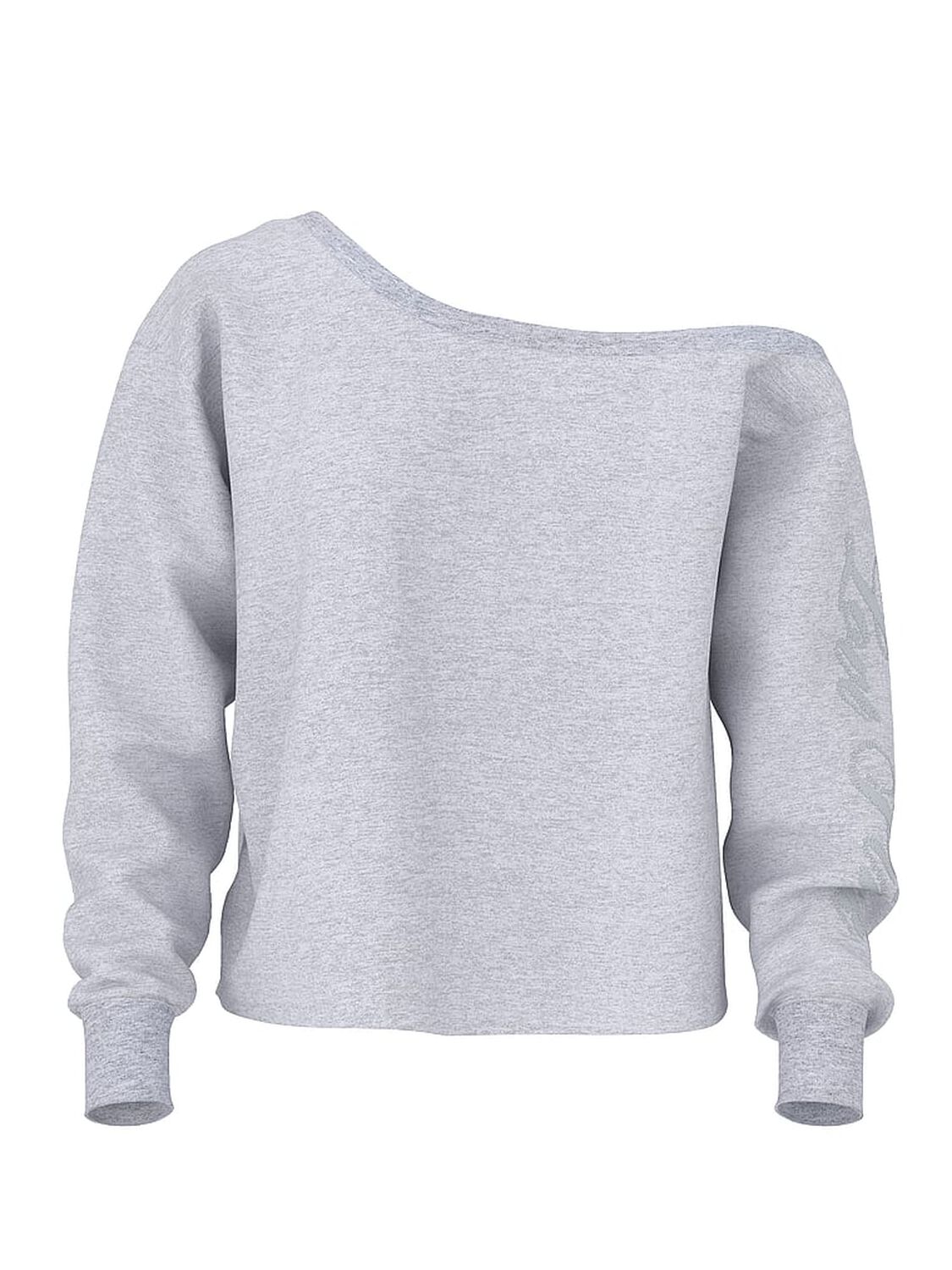 pink Pink Campus Fleece&trade; Rib Off-The-Shoulder Sweatshirt Medium Heather Grey Spring 3 of 3 