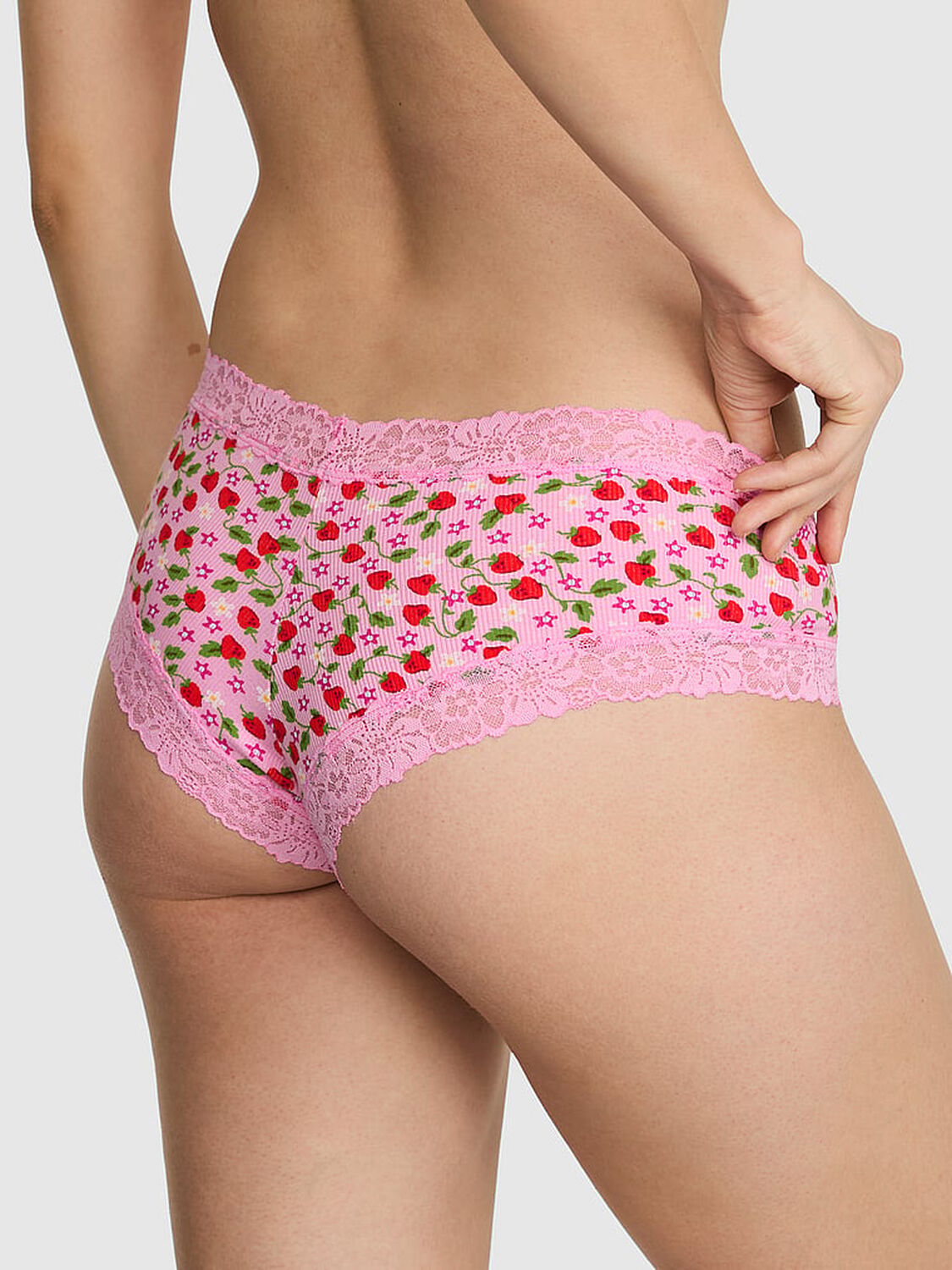 pink Pink Cotton Lace Trim Cheeky Panty Pink Lollipop Strawberry 2 of 3 
