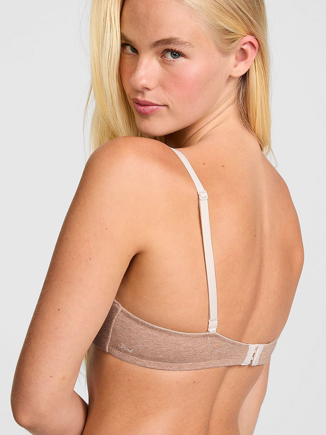 vs Pink Wear Everywhere&trade; Lightly Lined Wireless Bra Heather Praline 2 of 3 