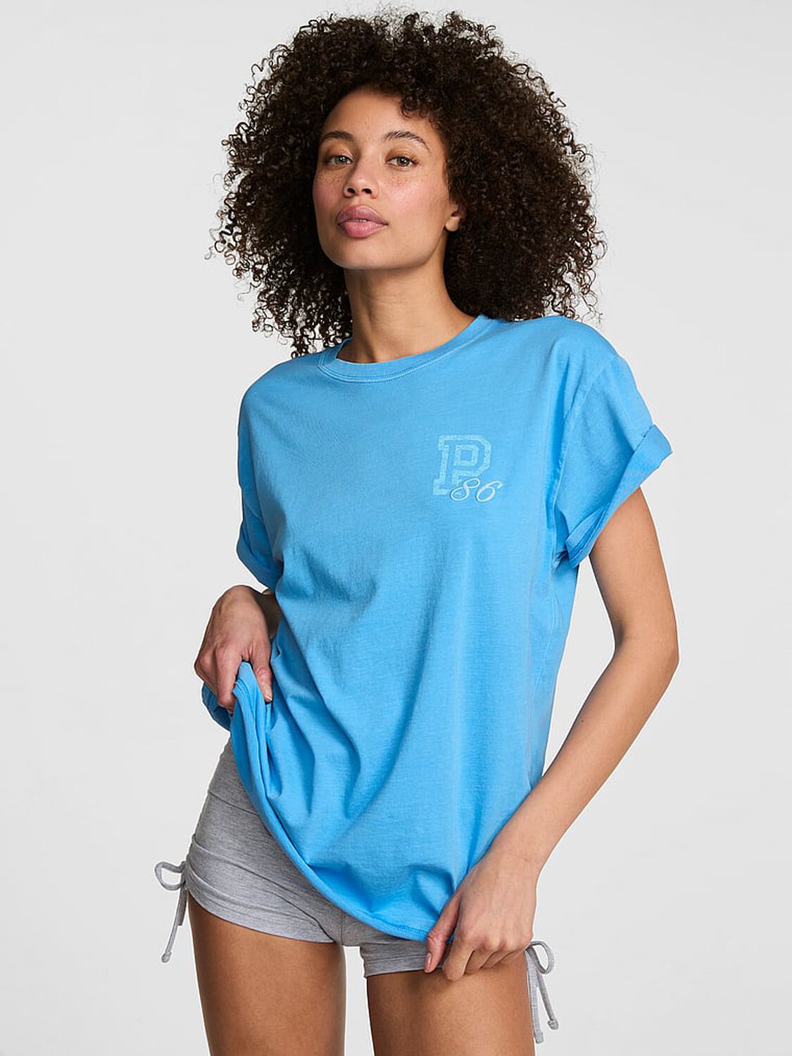 pink Pink Campus Cotton&trade; Tee Capri Blue 1 of 3 