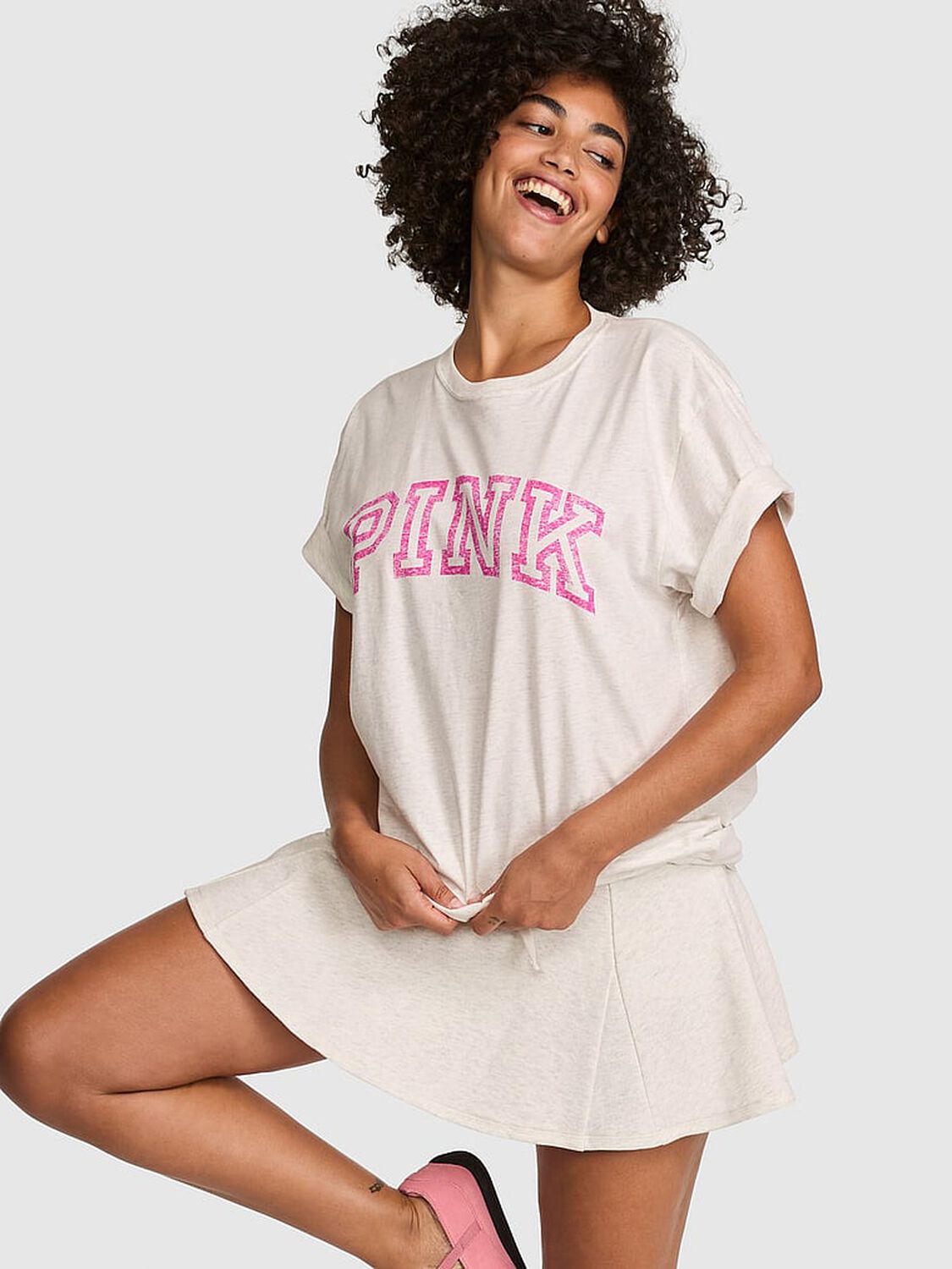 pink Pink Campus Cotton&trade; Tee Snow Heather 1 of 3 