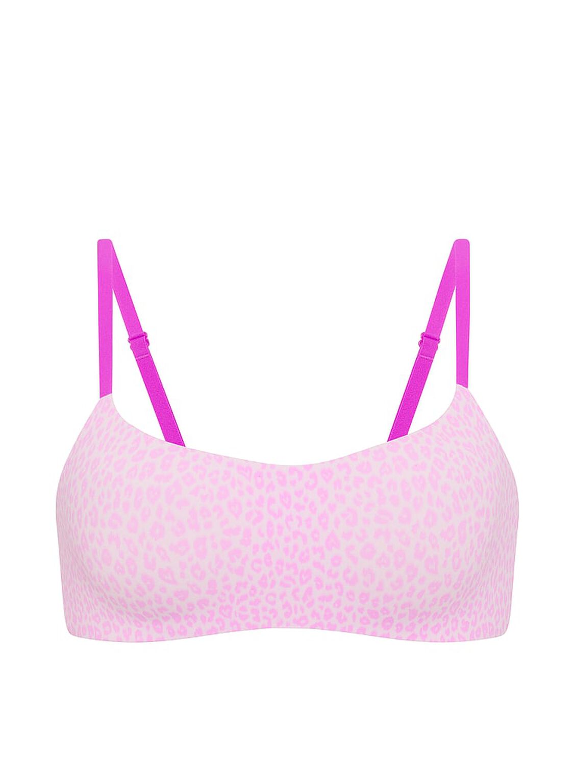 vs Pink Marshmallow Lightly Lined Wireless Comfy Bra Pink Tulip Leopard Print 3 of 3 