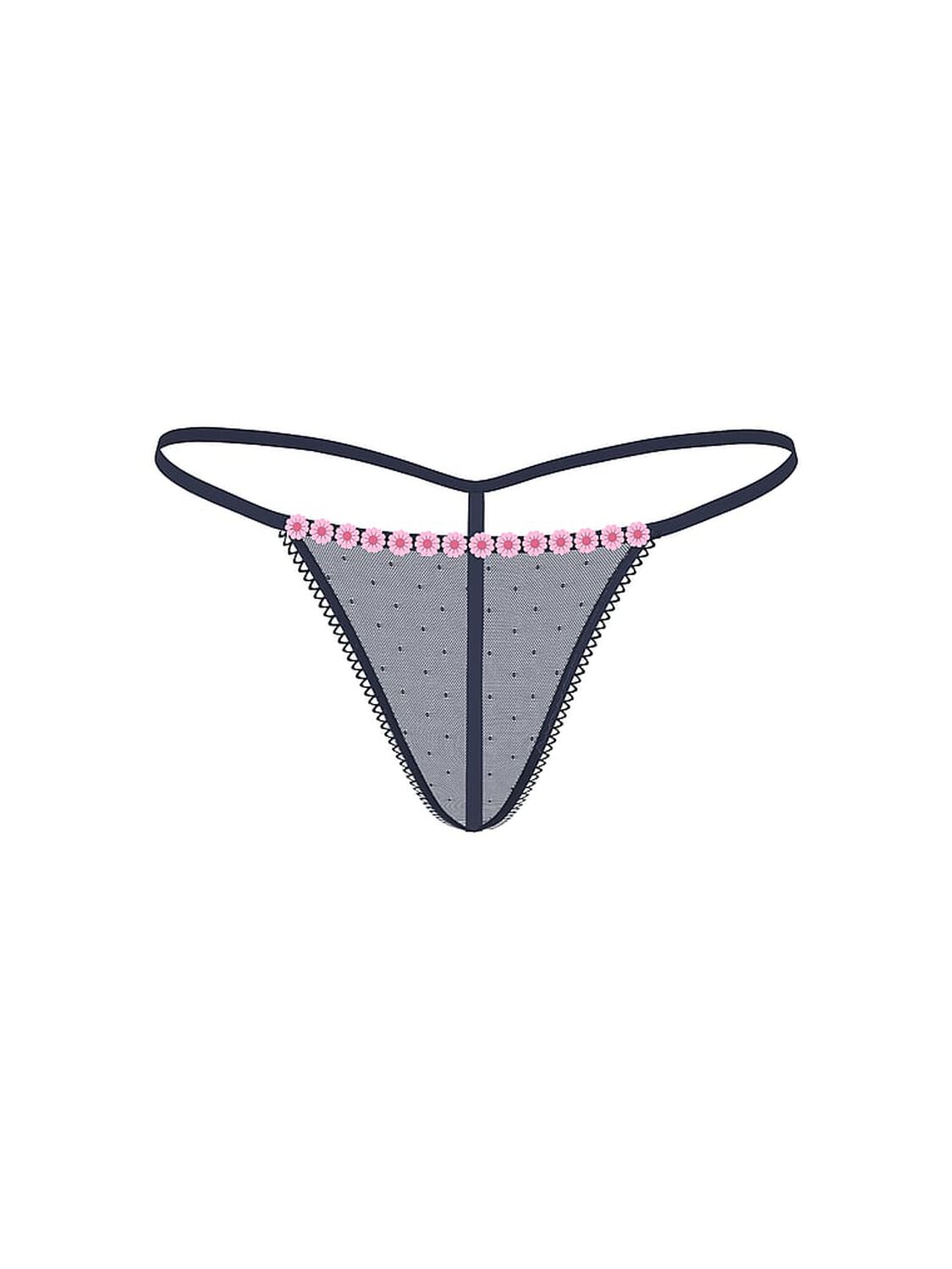 pink Pink Lace V-String Panty Noir Navy 3 of 3 