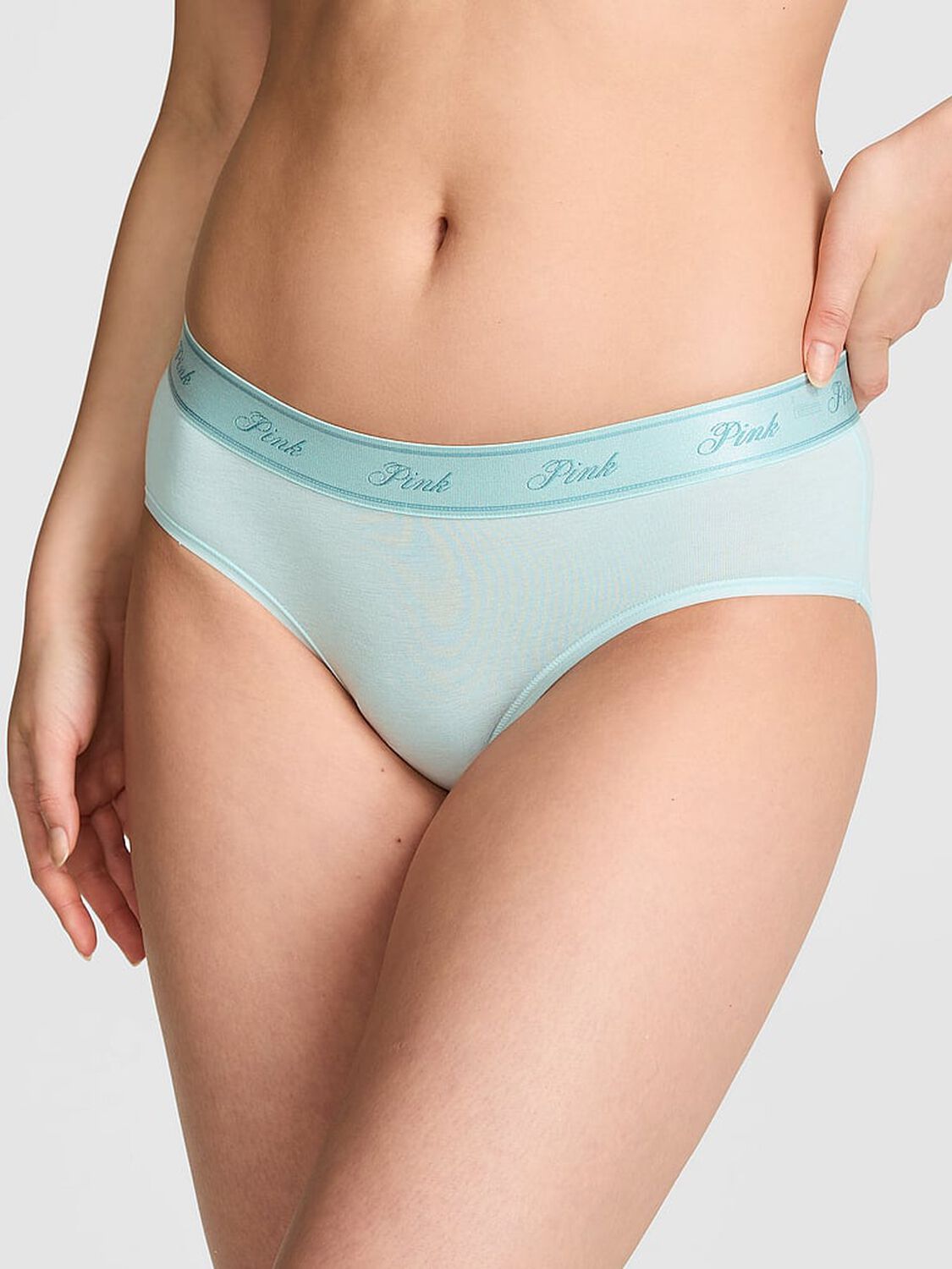pink Pink Logo Cotton Hiphugger Panty Spray Blue 1 of 3 