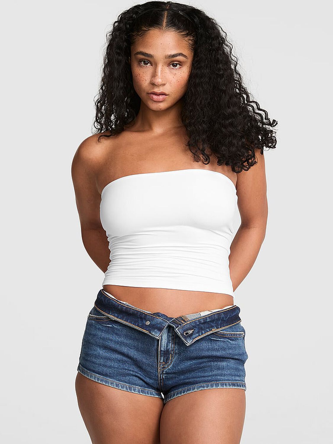 pink Pink PINK Base Stretch&trade; Tube Top Vs White 1 of 2 