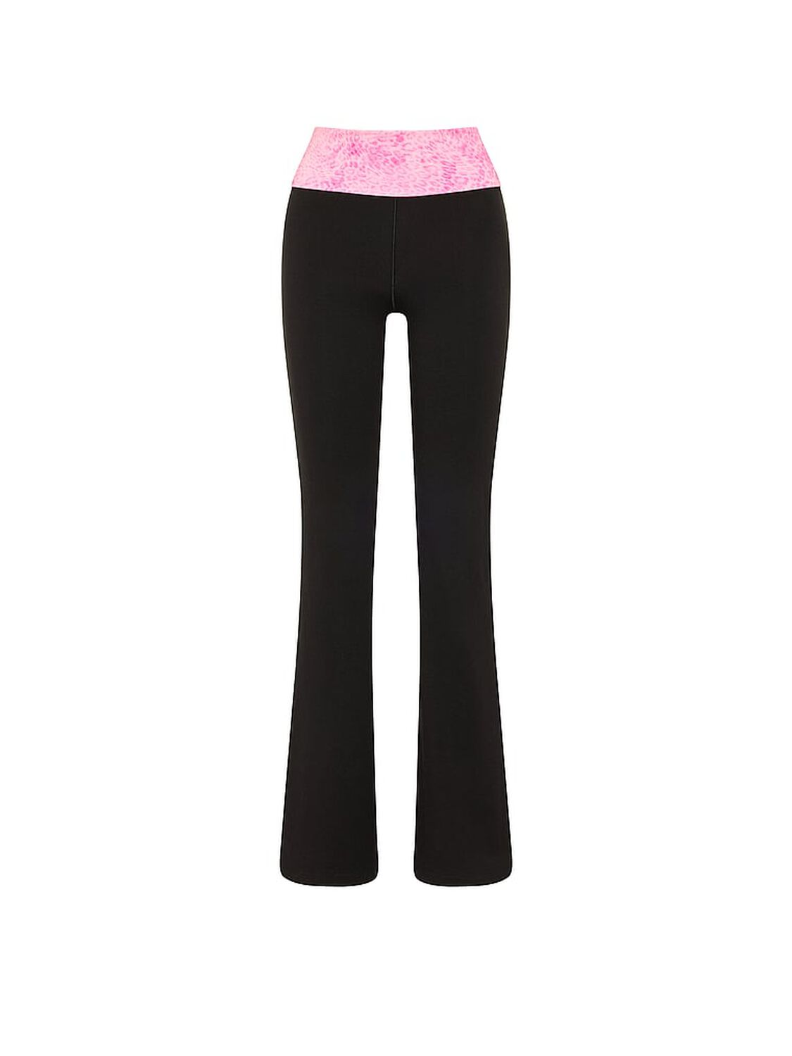 pink Pink All-Day Cotton&trade; Foldover Flare Leggings Pure Black 3 of 3 