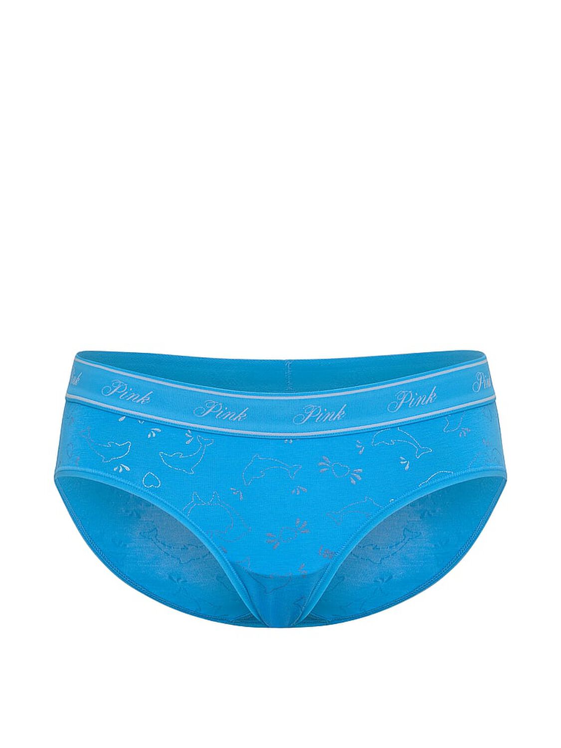 pink Pink Logo Cotton Hiphugger Panty Capri Blue Foil Dolphin Print 3 of 3 