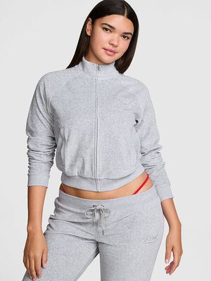 Vintage Velour Mock-Neck Full-Zip Sweatshirt