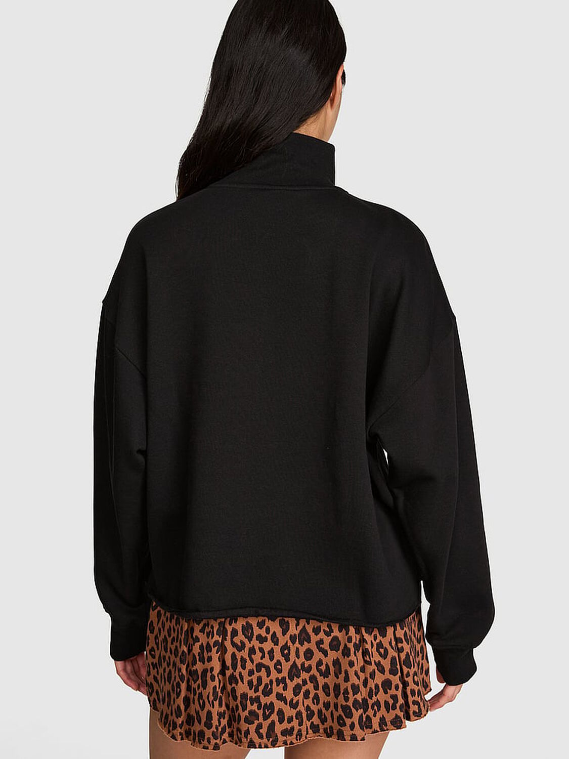pink Pink Campus Fleece&trade; Quarter-Zip Straight-Cut Sweatshirt Pure Black 2 of 2 