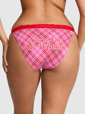 Cotton Lace-Trim String Bikini Panty