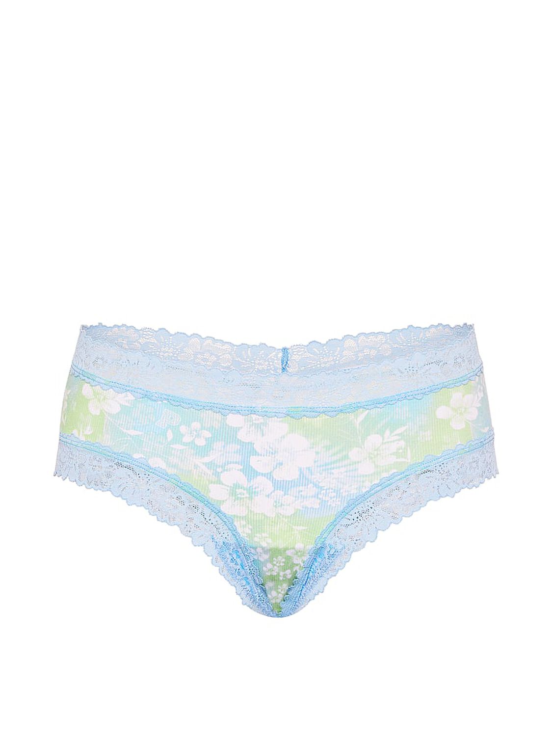 pink Pink PINK Wink&trade; Lace-Trim Cheeky Panty Blue Dancer Hibiscus Floral Print 3 of 3 