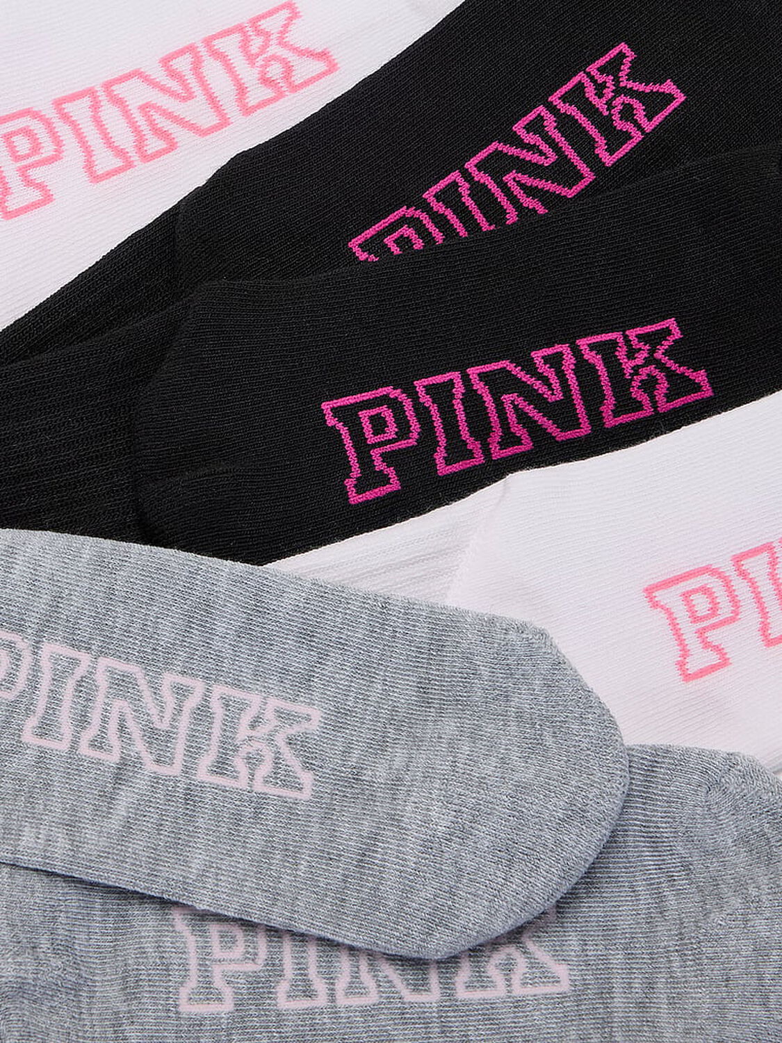 vs Pink 3-Pack Crew Socks Grey/Black/White 2 of 2 