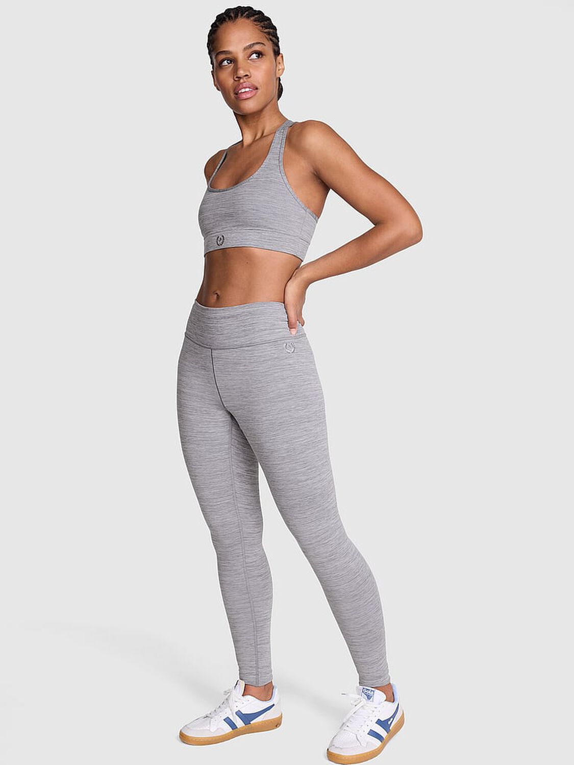 pink Pink PINK Relay&trade; Ruched Leggings Night Owl Grey Marl 1 of 4 
