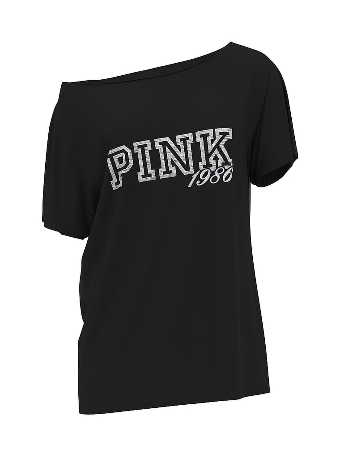 pink Pink Campus Cotton&trade; Off-The-Shoulder Tee Pure Black 3 of 3 