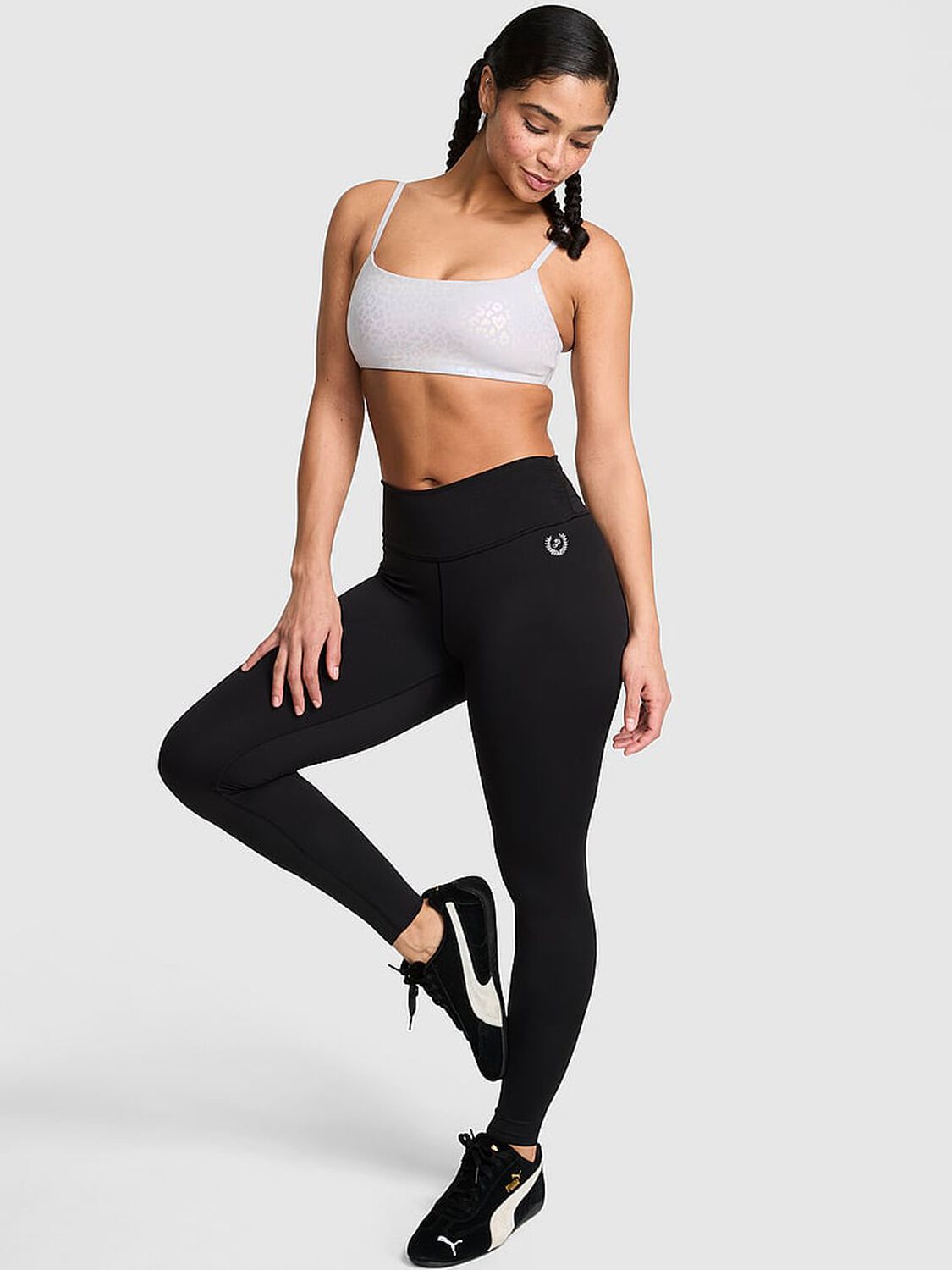 pink Pink PINK Relay&trade; Ruched Leggings Pure Black 1 of 3 