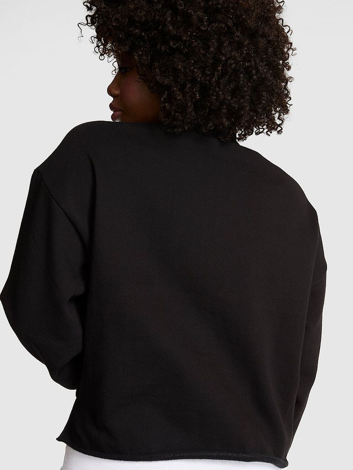pink Pink Campus Fleece&trade; Quarter-Zip Straight-Cut Sweatshirt Logo Pure Black 2 of 3 