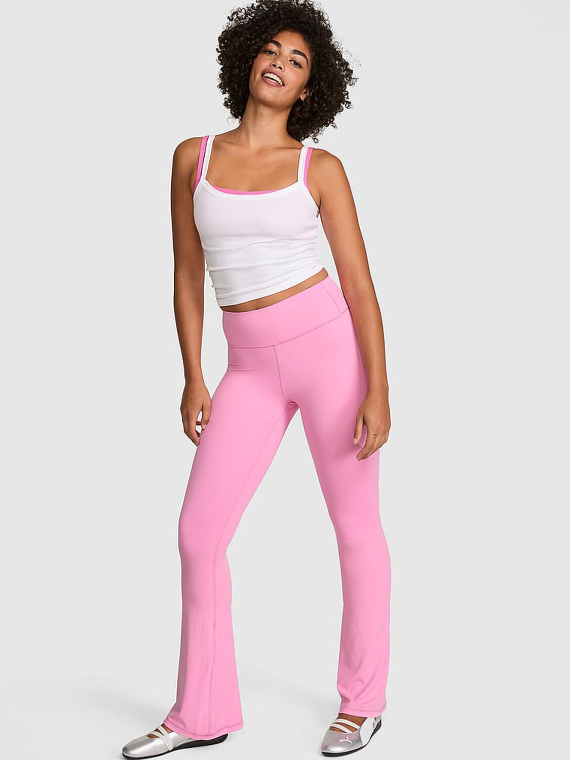 vs Pink PINK Relay&trade; Flare Leggings Pink Lollipop Shine 1 of 2 