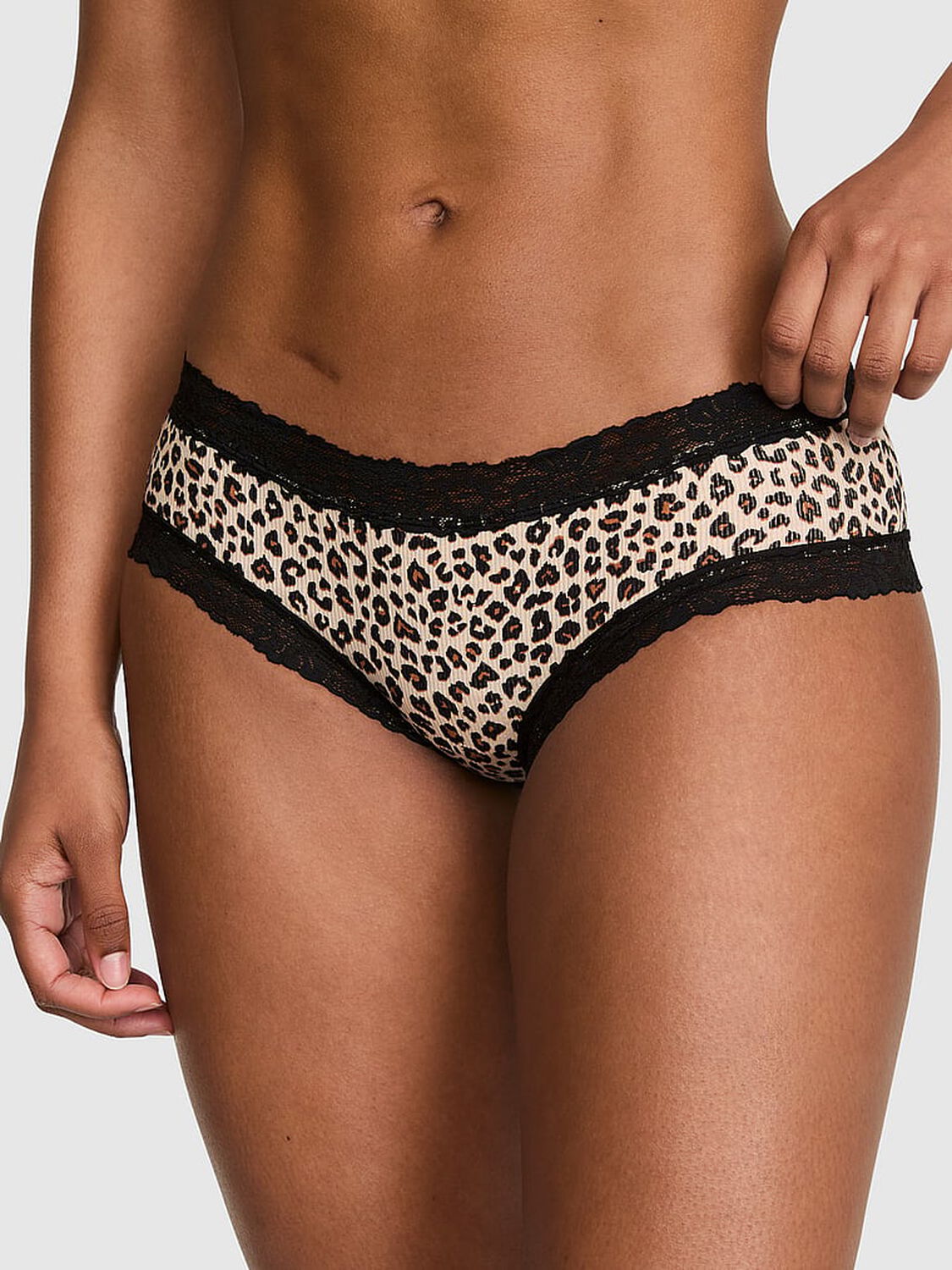 pink Pink Cotton Lace Trim Cheeky Panty Marzipan Leopard 1 of 3 
