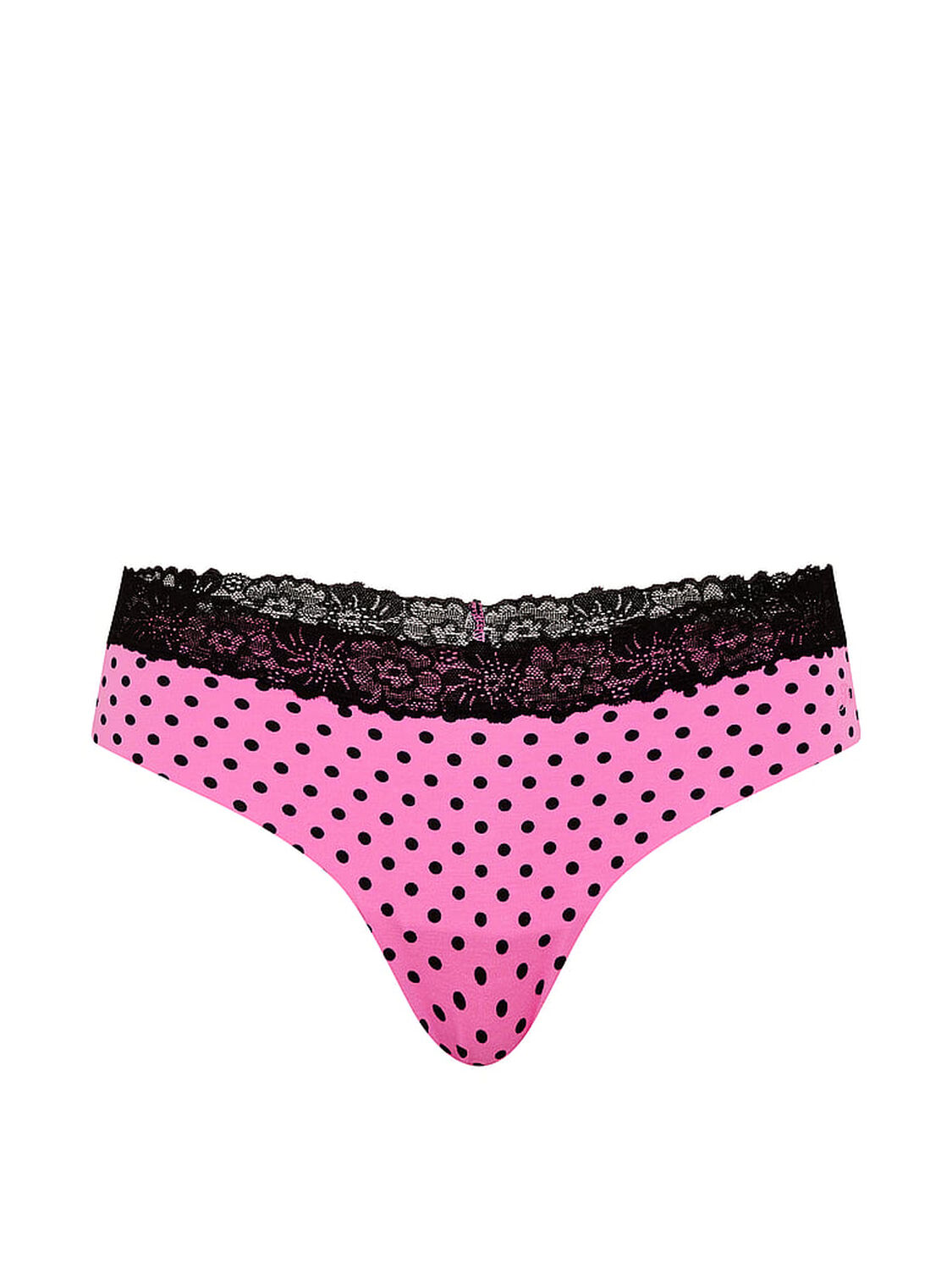 vs Pink No-Show Cotton Thong Panty Sizzling Strawberry And Black Dot 3 of 3 