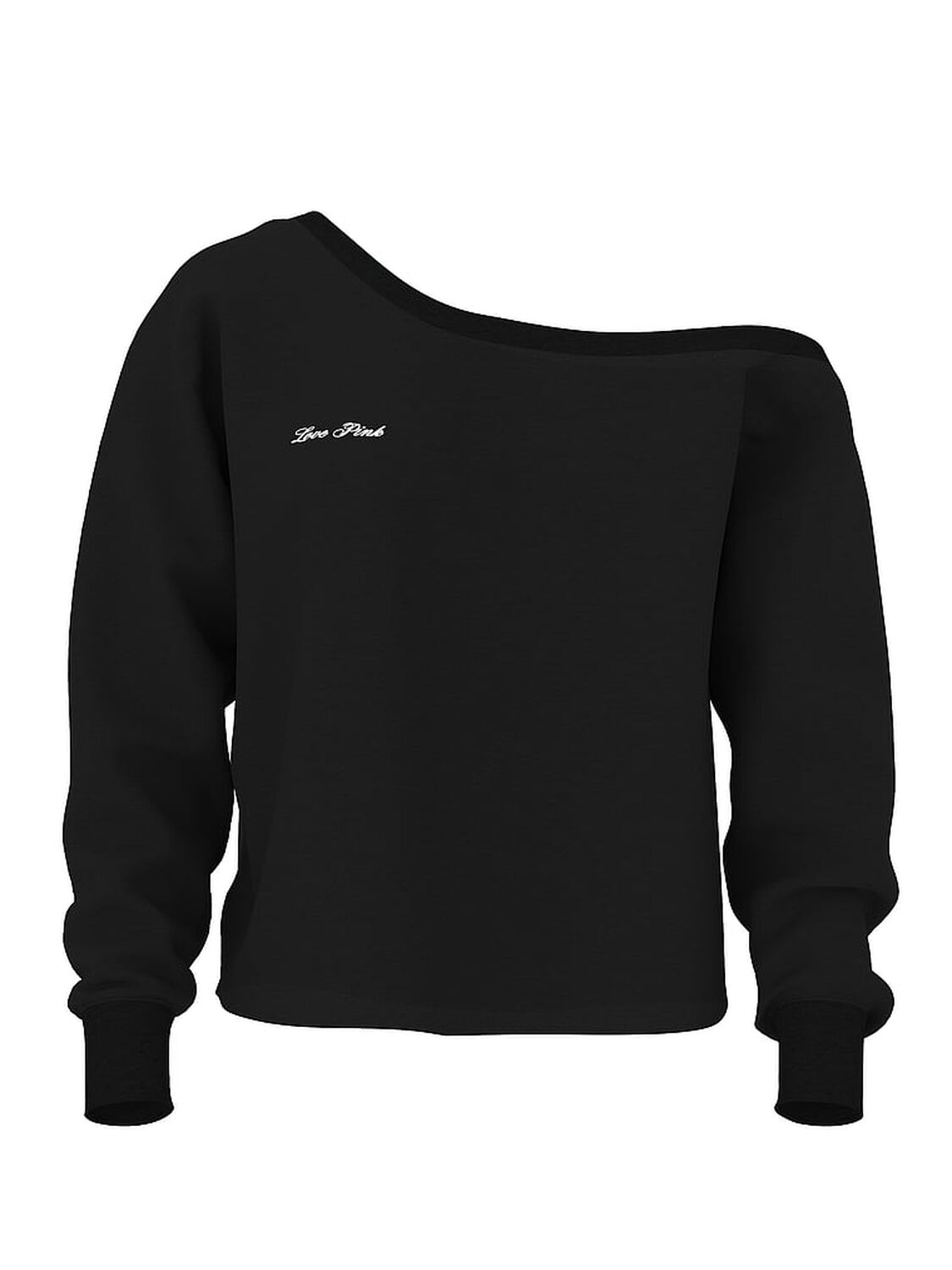 pink Pink Campus Fleece&trade; Rib Off-The-Shoulder Sweatshirt Pure Black Spring 3 of 3 