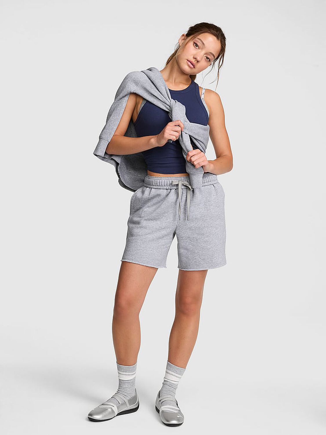pink Pink Campus Fleece&trade; Shorts Heather Grey 1 of 3 