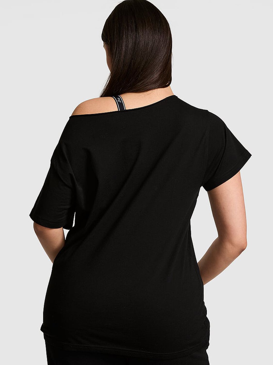 pink Pink Campus Cotton&trade; Off-The-Shoulder Tee Pure Black 2 of 3 