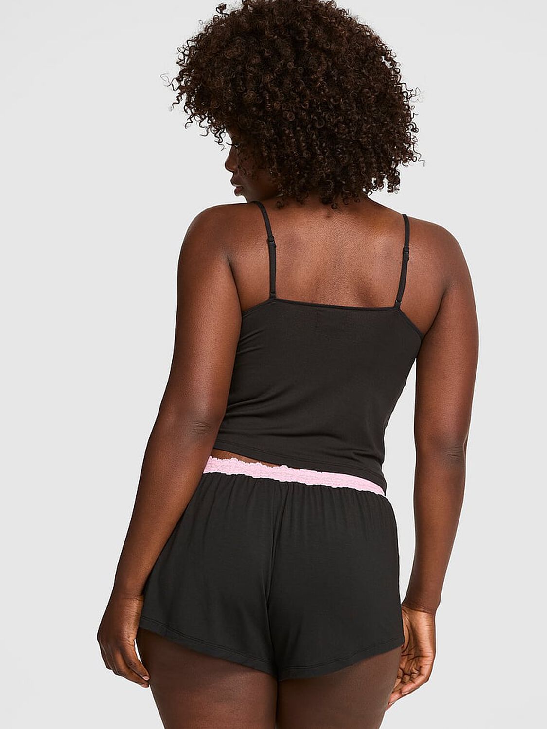 vs Pink Modal Lace-Trim Micro Shorts Black 2 of 3 