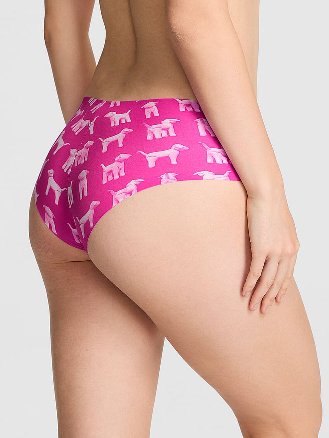 pink Pink No-Show Cheeky Panty Pink Fire Dog Print 2 of 3 