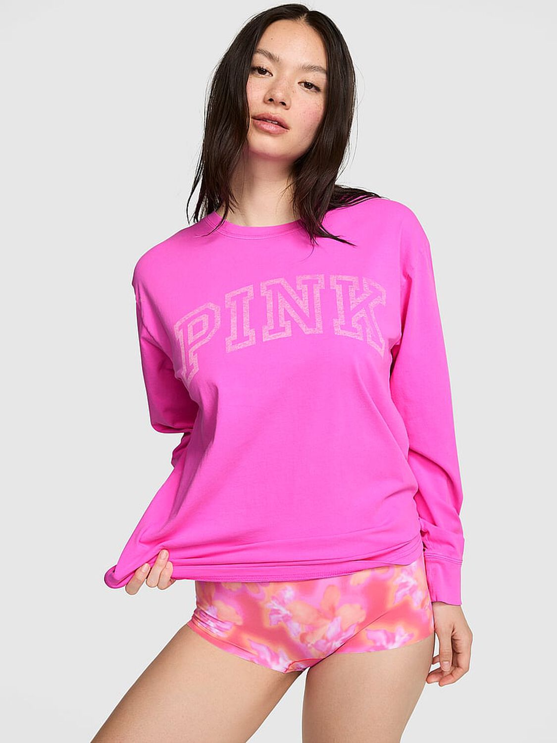 pink Pink Campus Cotton&trade; Long-Sleeve Tee Pink Berry 1 of 3 