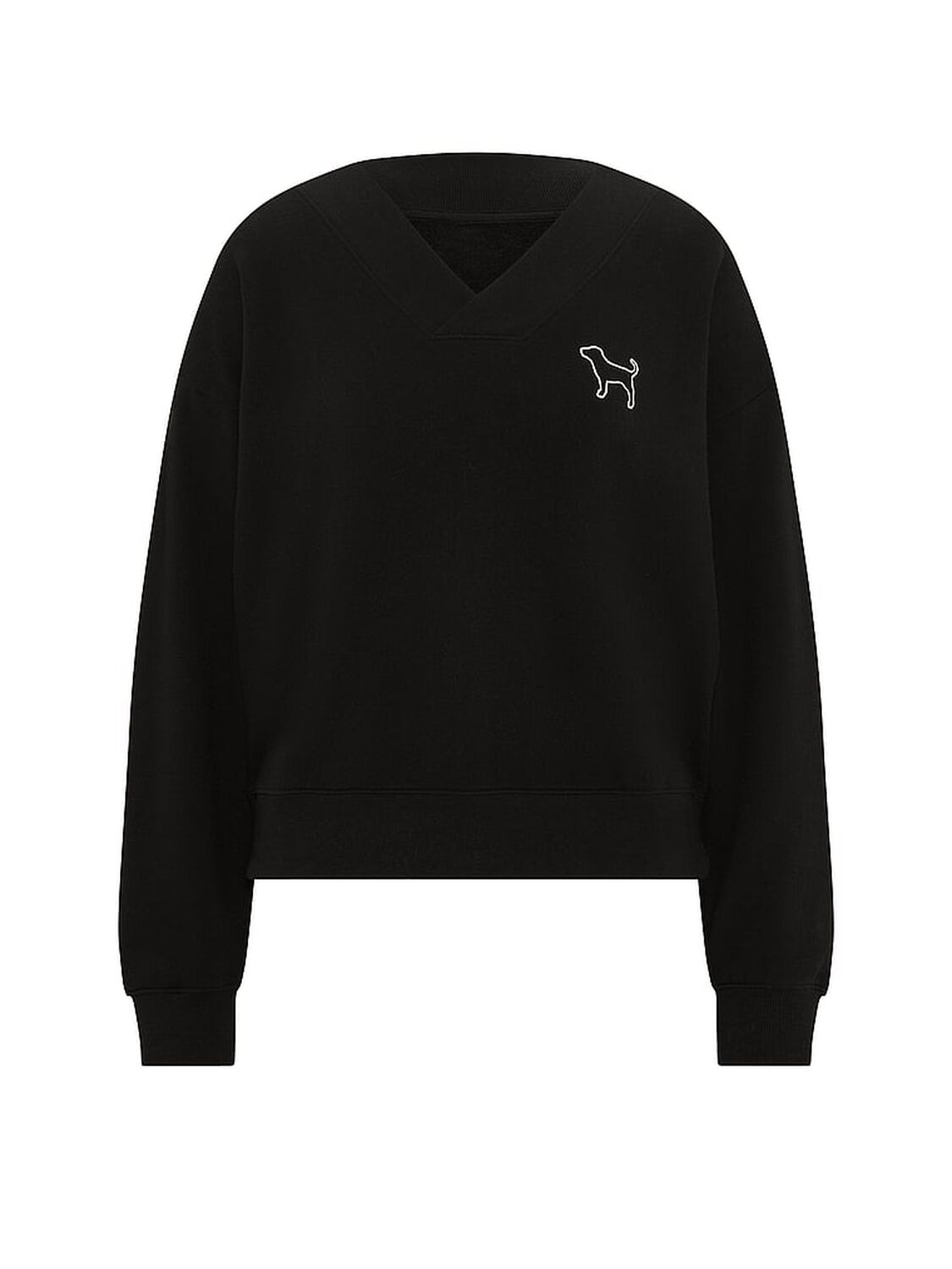 vs Pink Campus Fleece&trade; V-Neck Sweatshirt Pure Black 3 of 3 