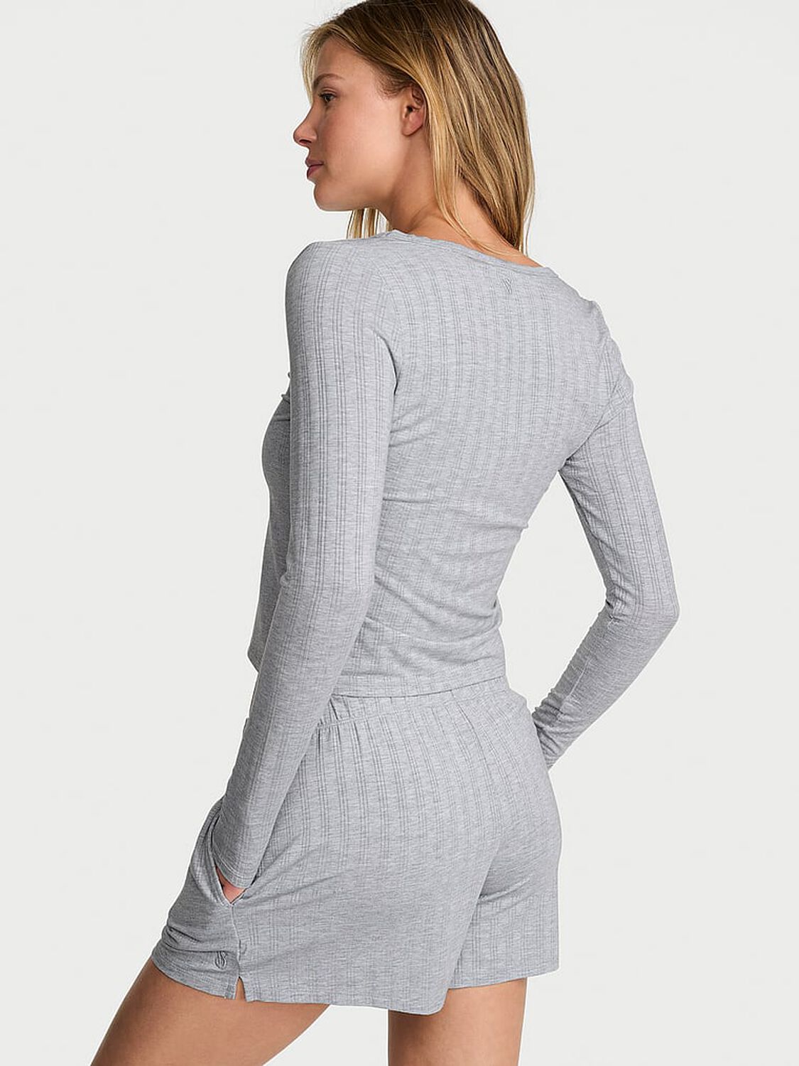 vs Victoria's Secret SoSoft&trade; Modal Ultra-Fine Long-Sleeve Henley Top Vs Med Htr Grey 2 of 2 
