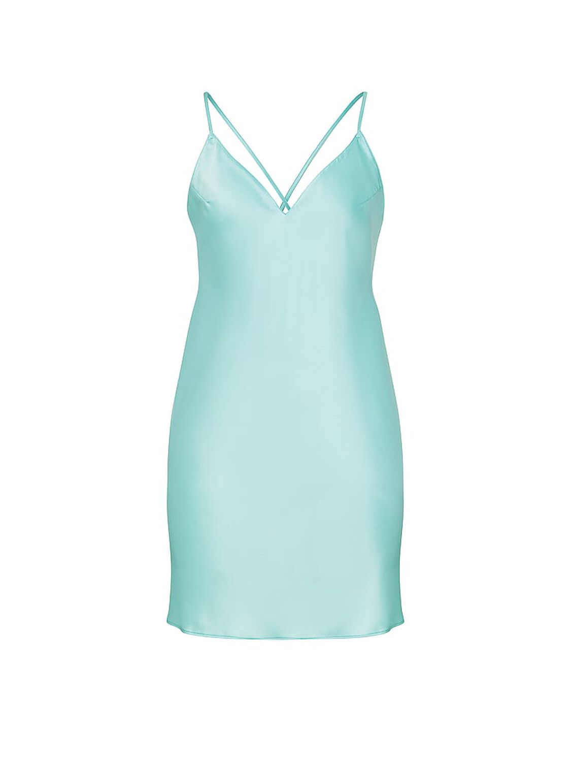 vs Victoria's Secret Satin Open-Back Slip Dress Canal Blue 3 of 3 