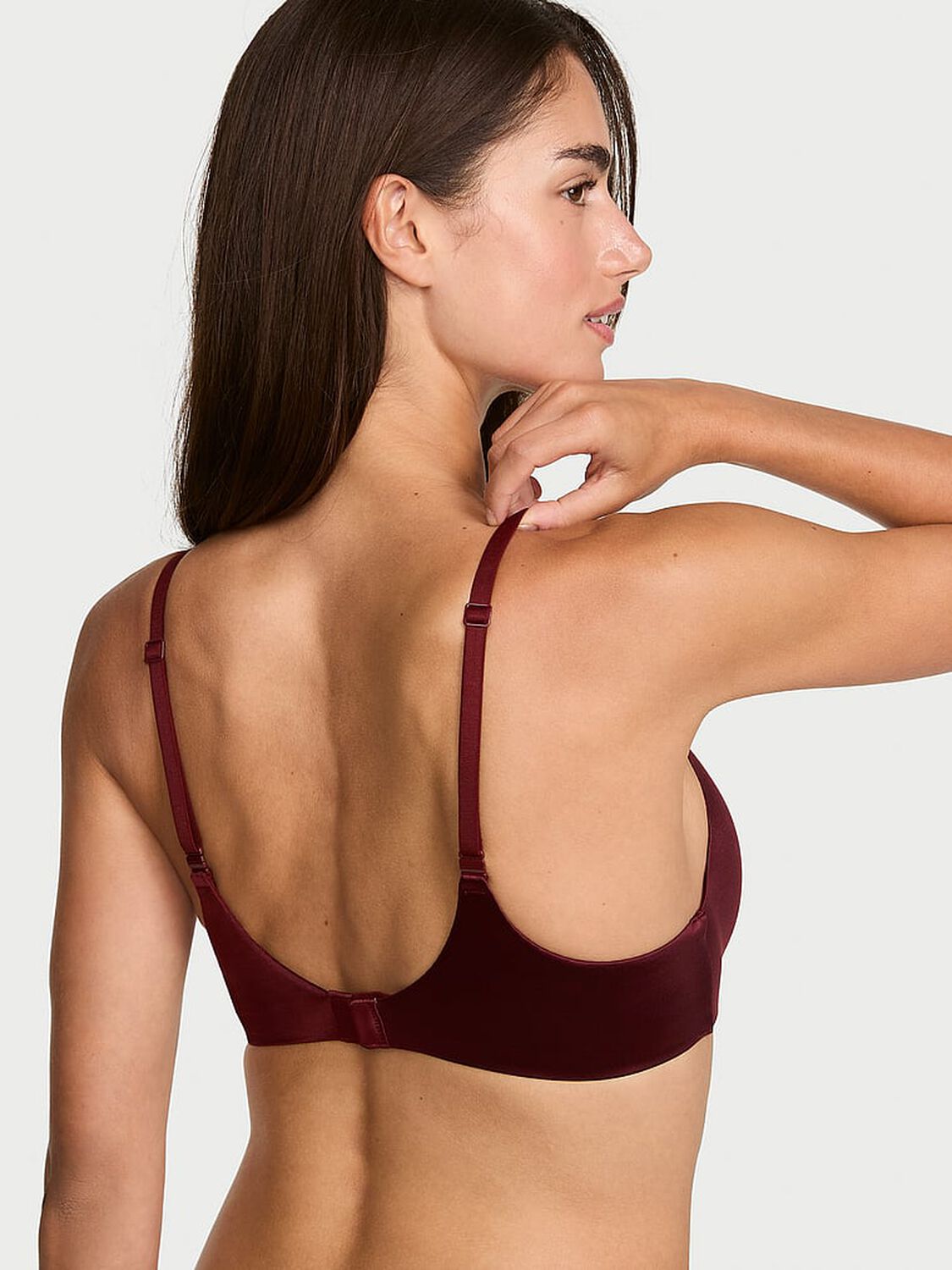 vs Body By Victoria FlexFactor Lightly Lined Plunge Demi Bra Cherrywood 2 of 3 