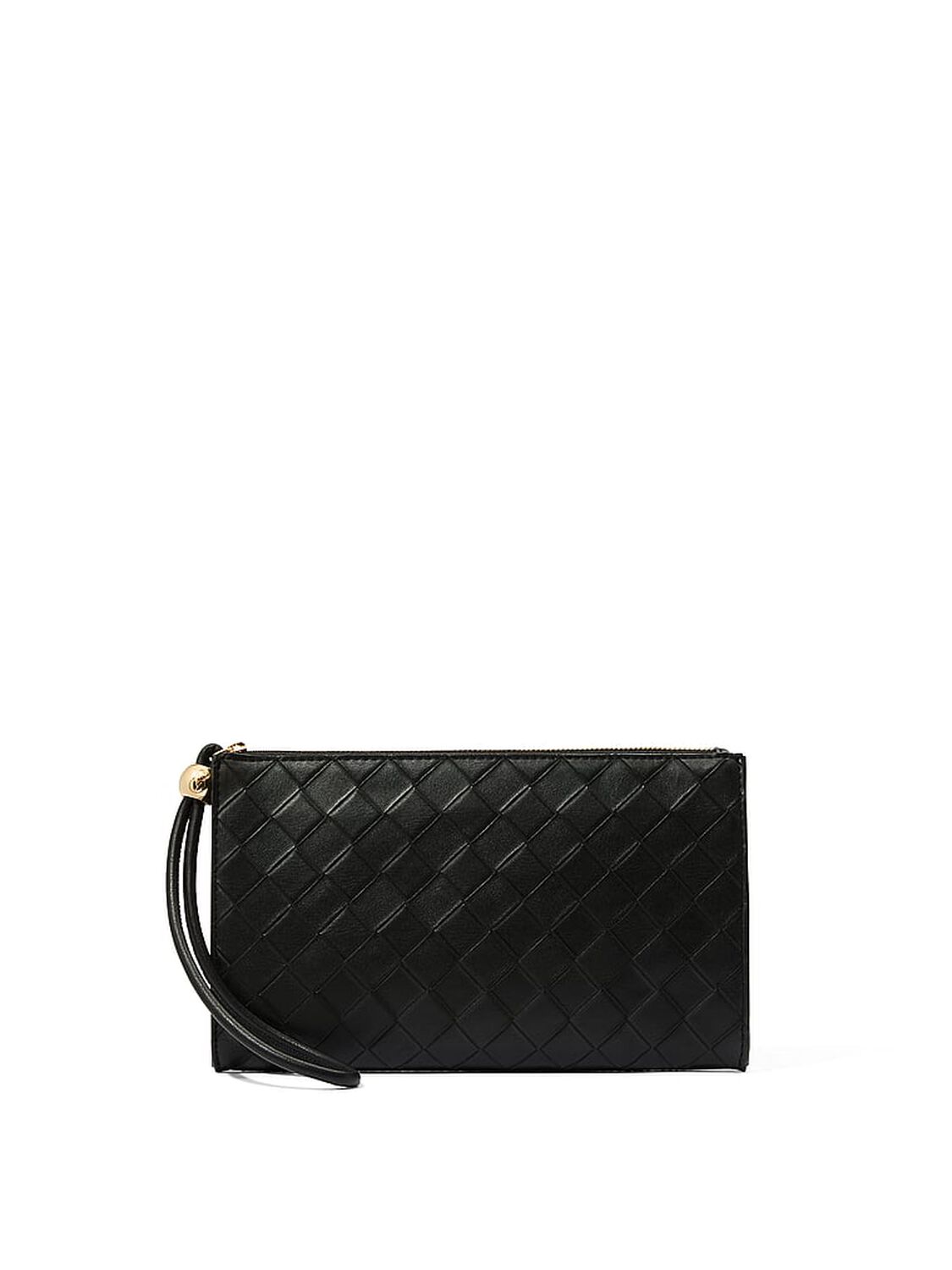 vs Victoria's Secret Large Pouch Wristlet Black Woven 1 of 2 