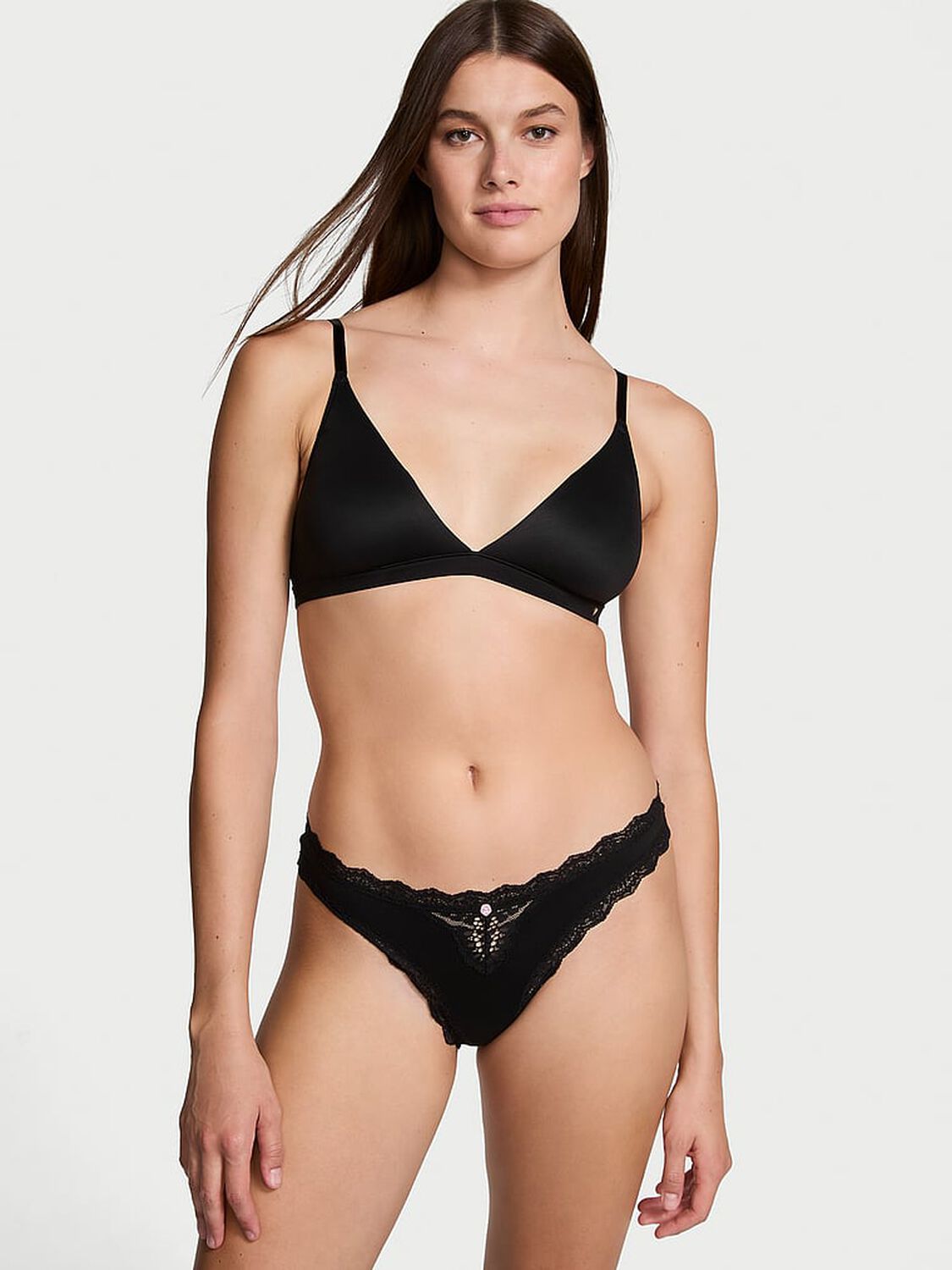 vs Dream Angels Lace-Trim Thong Panty Black 4 of 4 