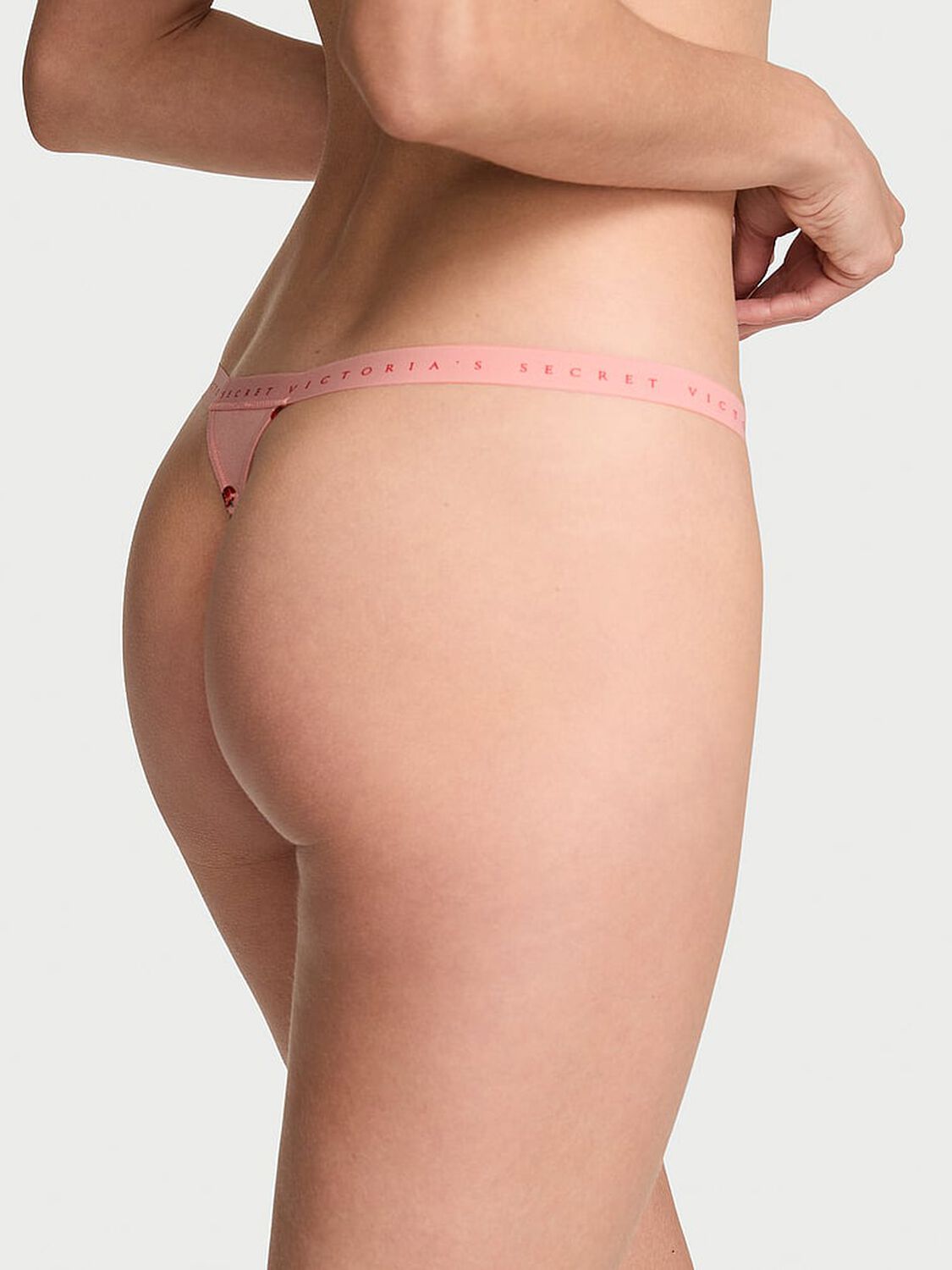 vs Victoria's Secret Stretch Cotton V-String Panty Cherries 2 of 3 