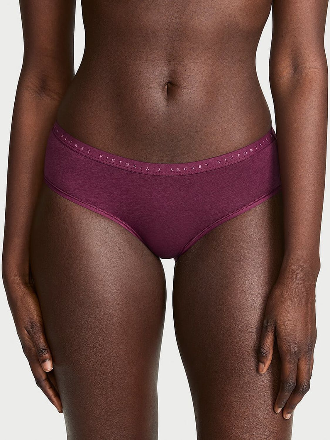 vs Victoria's Secret Stretch Cotton Hiphugger Panty Rich Maroon 1 of 2 