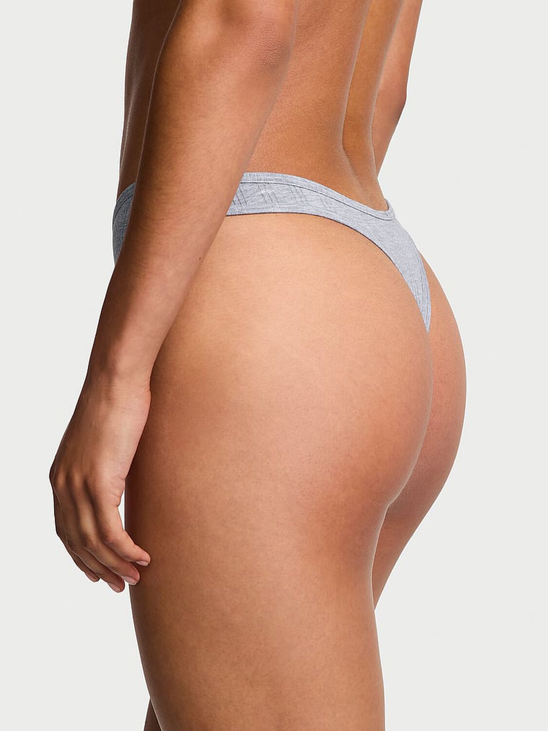 vs Victoria's Secret Ultra-Fine Modal High-Leg Scoop Thong Panty Medium Heather Grey 2 of 3 