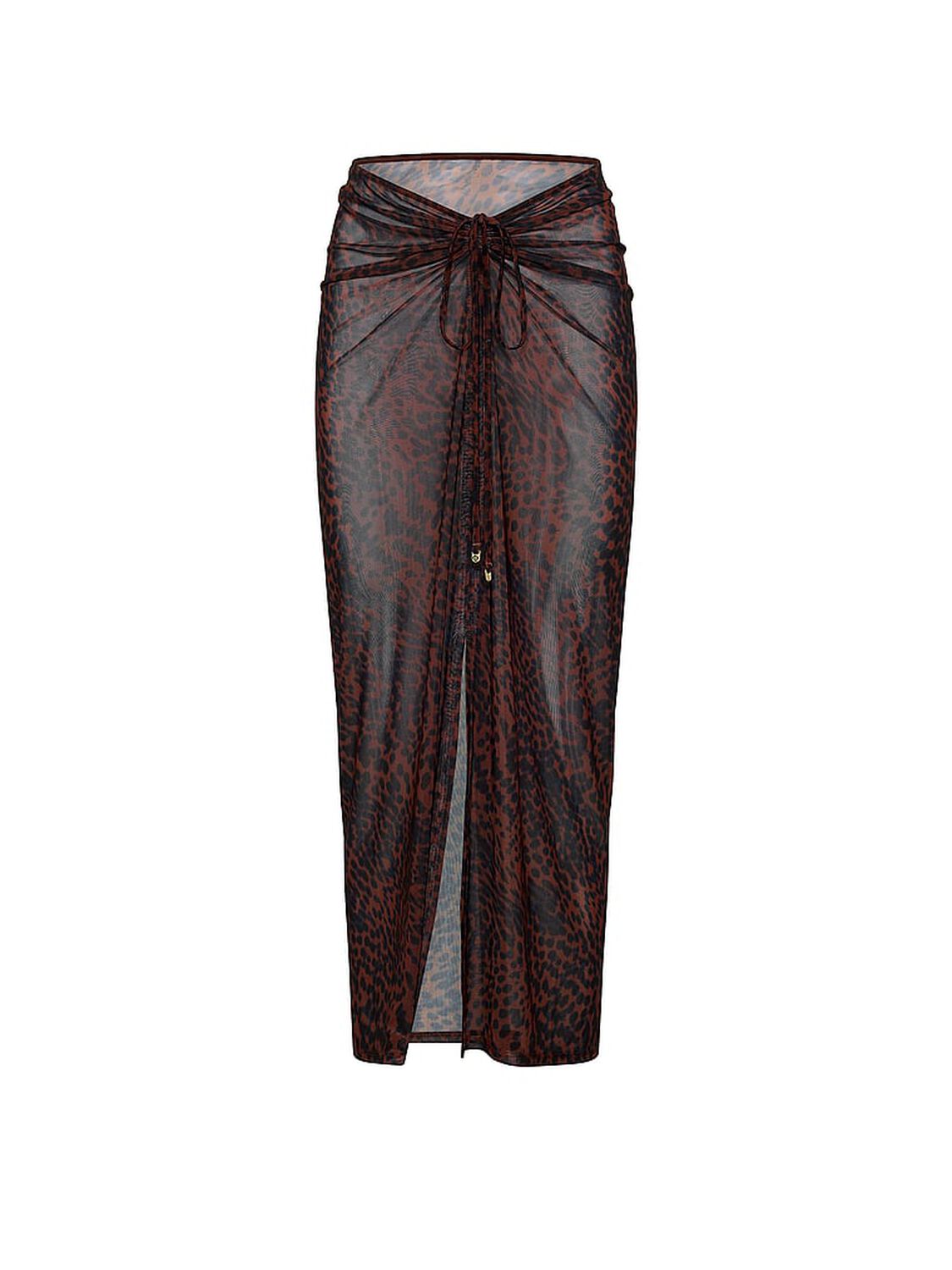 vs Victoria's Secret Swim Beachwear Mesh Cinched Maxi Skirt Dark Chili Cheetah 3 of 4 
